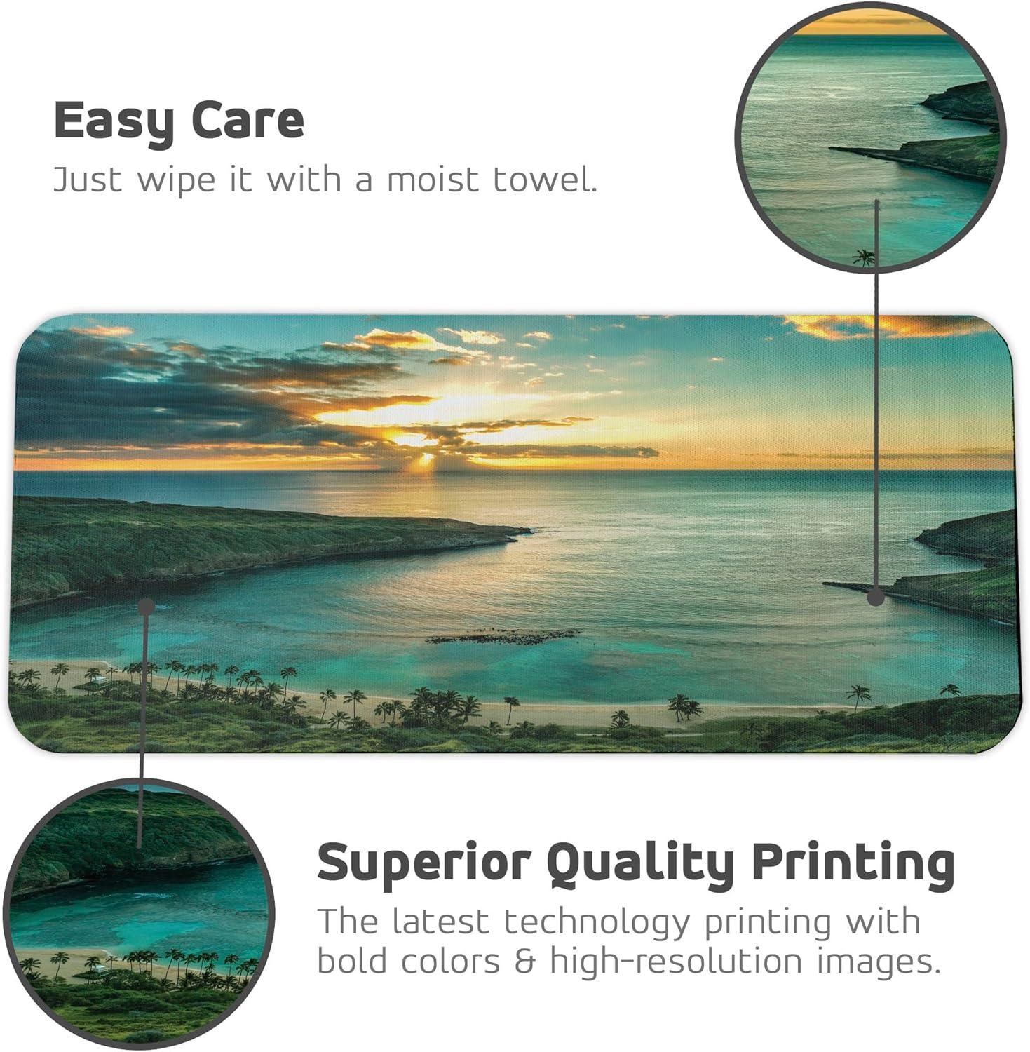 imageAmbesonne Island Computer Mouse Pad White Coral Sand Seven Mile Beach in Grand Cayman Island Art Print Rectangle NonSlip Rubber Mousepad Large 31quot x 12quot Gaming Size Sky Blue and Brown BlackTurquoise Green Yellow