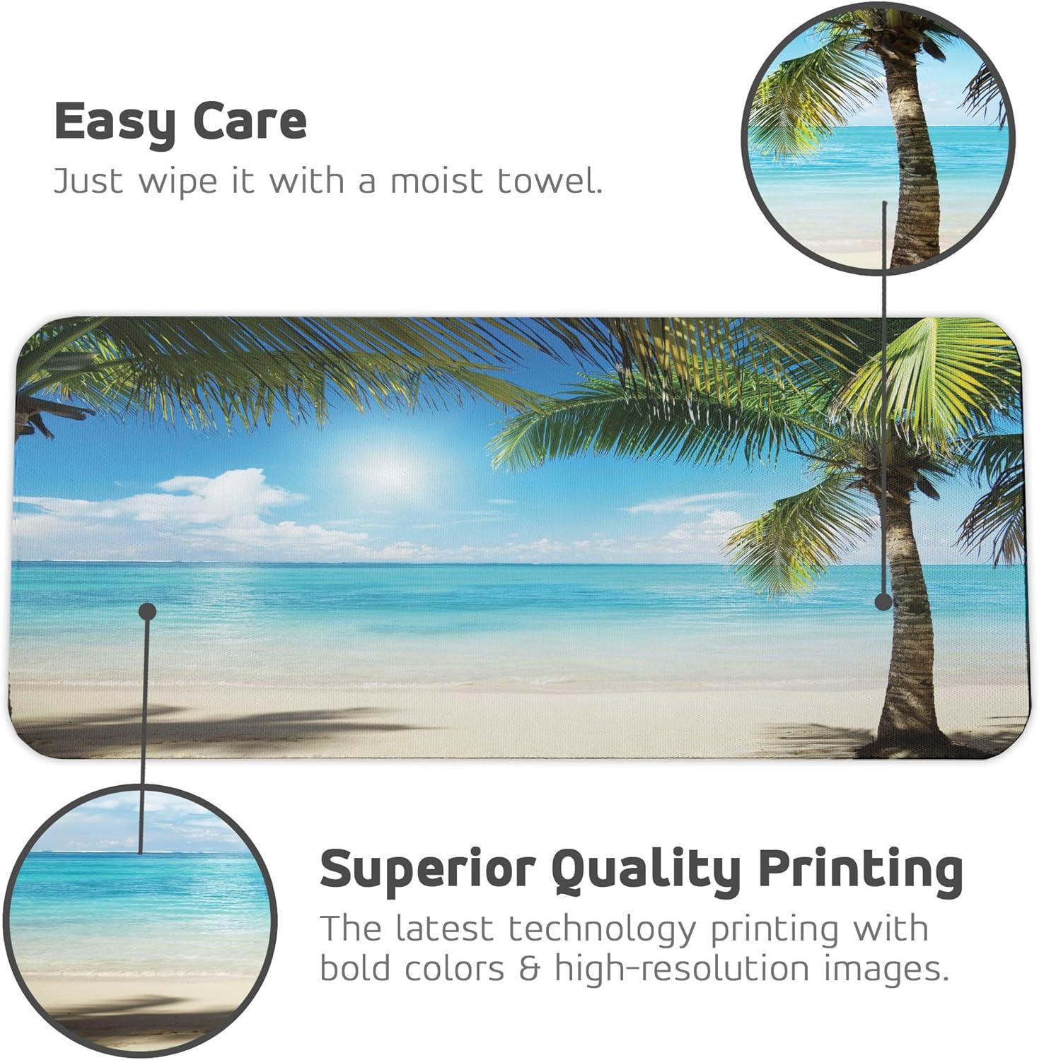 imageAmbesonne Island Computer Mouse Pad White Coral Sand Seven Mile Beach in Grand Cayman Island Art Print Rectangle NonSlip Rubber Mousepad Large 31quot x 12quot Gaming Size Sky Blue and Brown BlackAqua Coconut Green