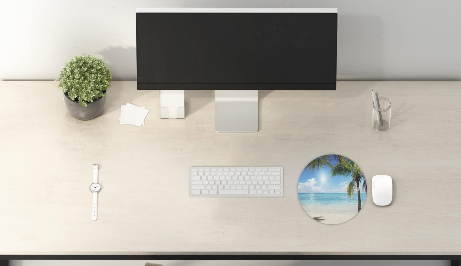 imageAmbesonne Island Computer Mouse Pad White Coral Sand Seven Mile Beach in Grand Cayman Island Art Print Rectangle NonSlip Rubber Mousepad Large 31quot x 12quot Gaming Size Sky Blue and Brown BlackAqua Coconut Green