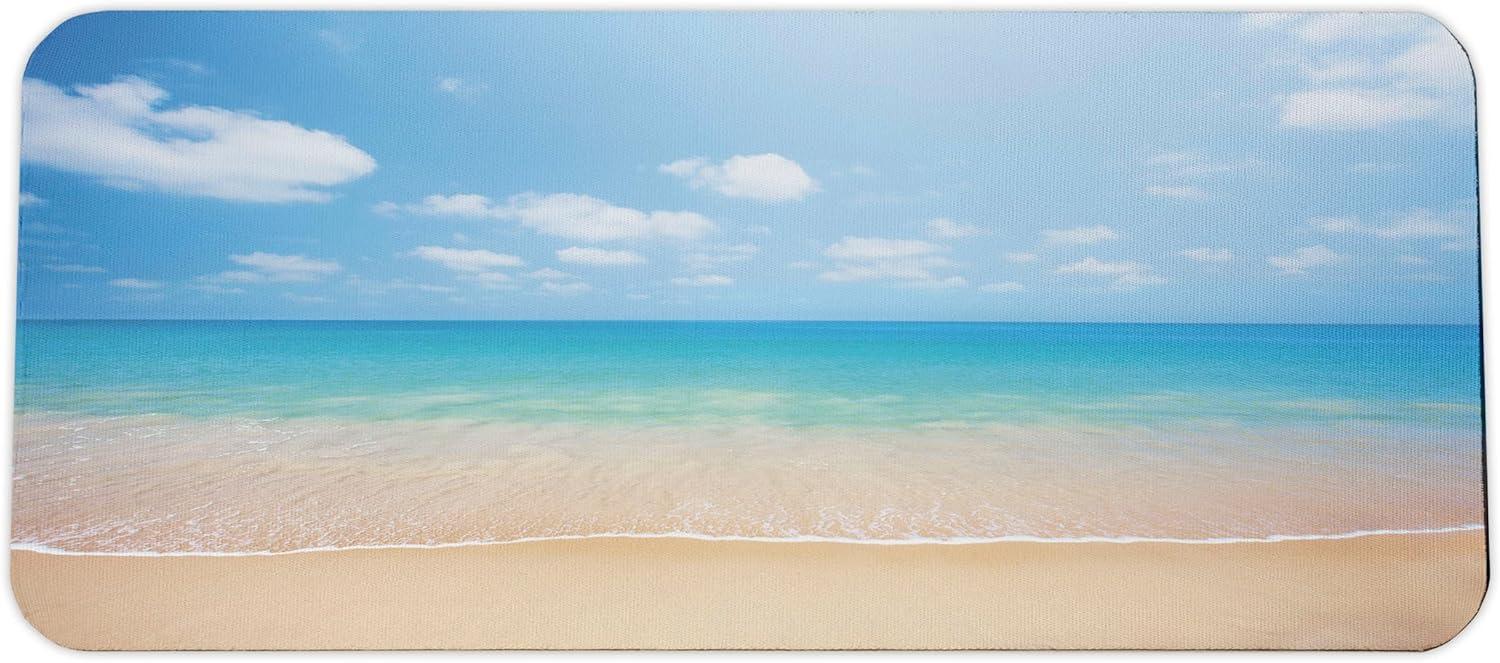 imageAmbesonne Island Computer Mouse Pad White Coral Sand Seven Mile Beach in Grand Cayman Island Art Print Rectangle NonSlip Rubber Mousepad Large 31quot x 12quot Gaming Size Sky Blue and Brown BlackCream Blue