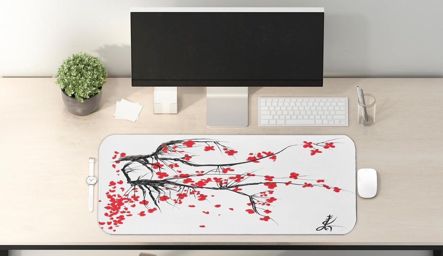 imageAmbesonne Island Computer Mouse Pad White Coral Sand Seven Mile Beach in Grand Cayman Island Art Print Rectangle NonSlip Rubber Mousepad Large 31quot x 12quot Gaming Size Sky Blue and Brown BlackVermilion Grey and White