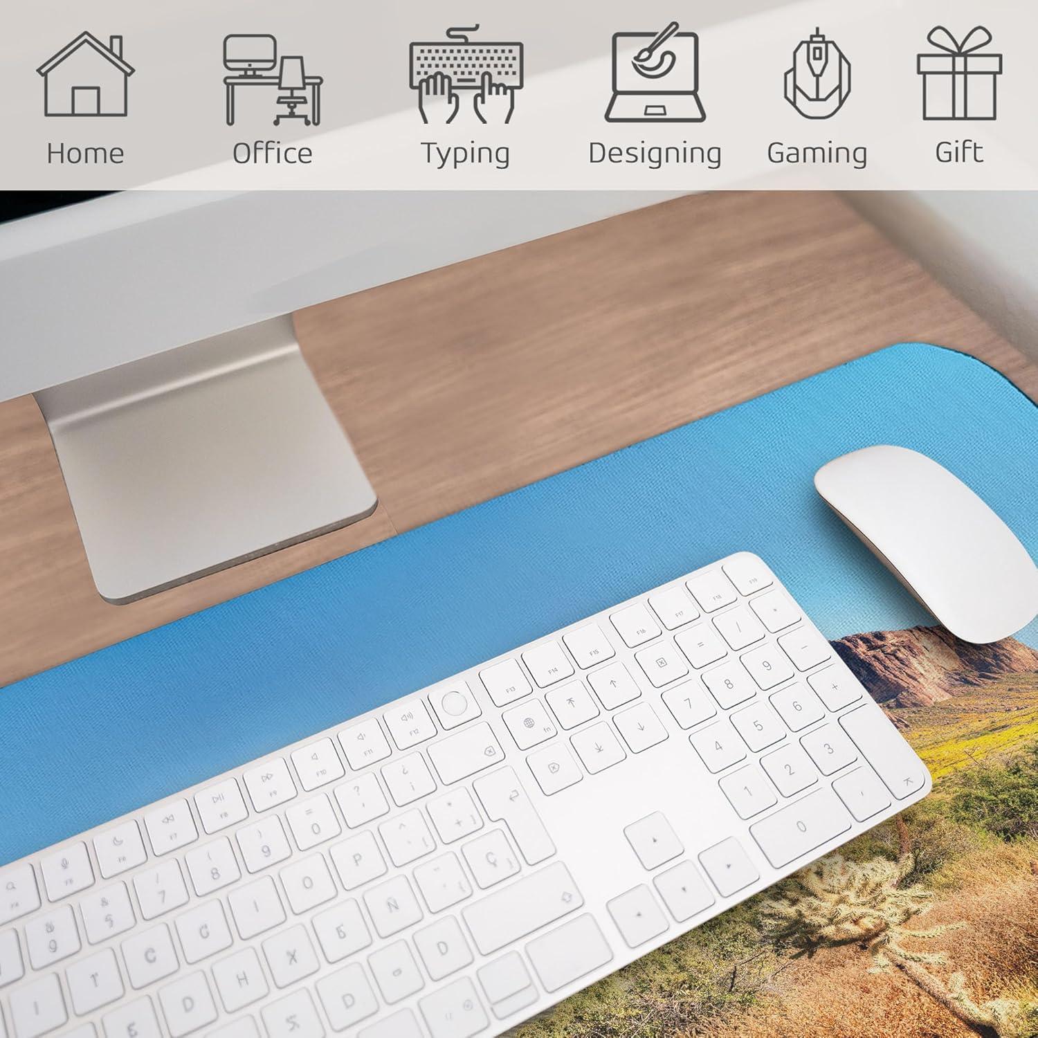 imageAmbesonne Island Computer Mouse Pad White Coral Sand Seven Mile Beach in Grand Cayman Island Art Print Rectangle NonSlip Rubber Mousepad Large 31quot x 12quot Gaming Size Sky Blue and Brown BlackOrange and Brown