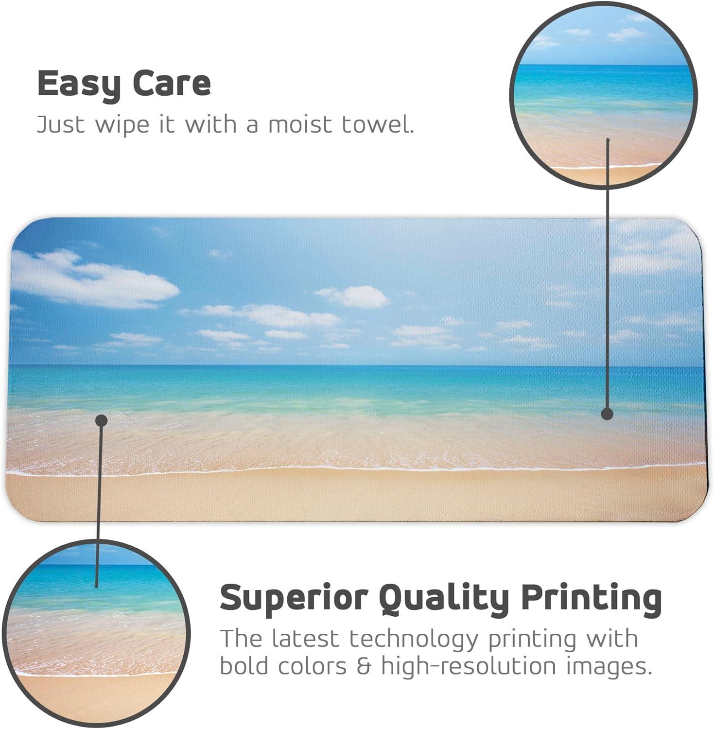 imageAmbesonne Island Computer Mouse Pad White Coral Sand Seven Mile Beach in Grand Cayman Island Art Print Rectangle NonSlip Rubber Mousepad Large 31quot x 12quot Gaming Size Sky Blue and Brown BlackCream Blue