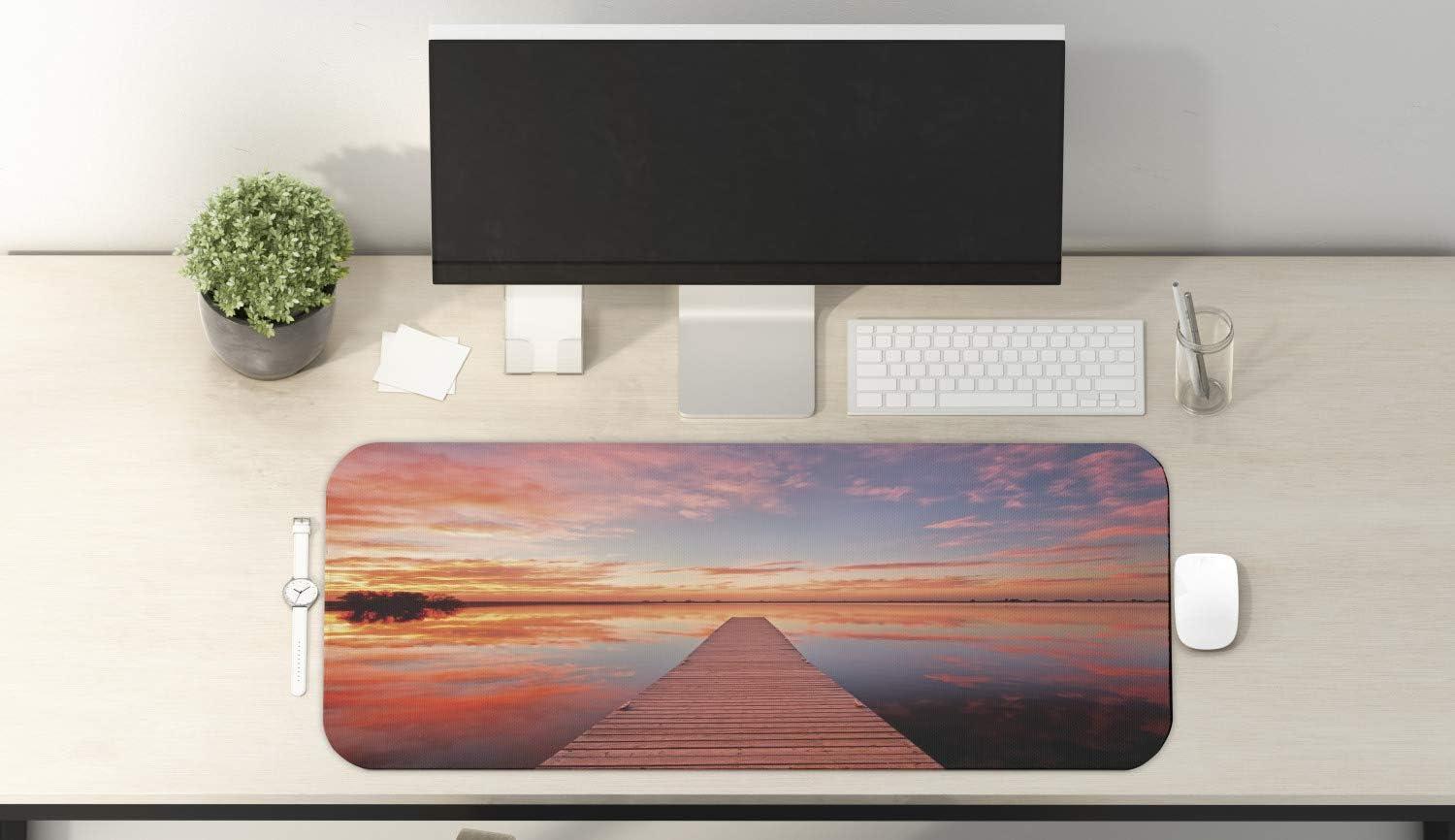 imageAmbesonne Island Computer Mouse Pad White Coral Sand Seven Mile Beach in Grand Cayman Island Art Print Rectangle NonSlip Rubber Mousepad Large 31quot x 12quot Gaming Size Sky Blue and Brown BlackOrange Lavender