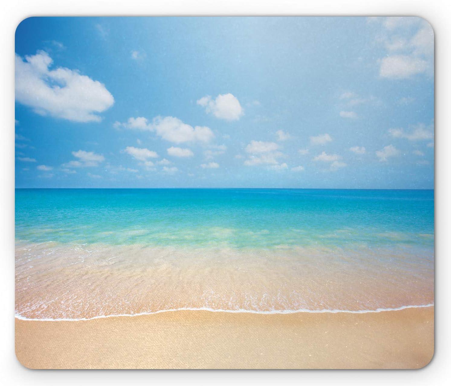 imageAmbesonne Island Computer Mouse Pad White Coral Sand Seven Mile Beach in Grand Cayman Island Art Print Rectangle NonSlip Rubber Mousepad Large 31quot x 12quot Gaming Size Sky Blue and Brown BlackCream Blue