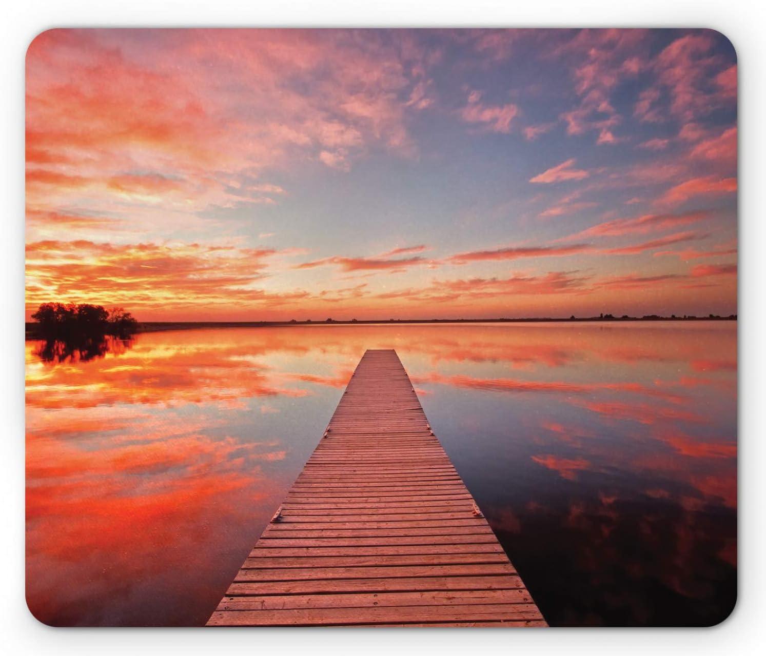 imageAmbesonne Island Computer Mouse Pad White Coral Sand Seven Mile Beach in Grand Cayman Island Art Print Rectangle NonSlip Rubber Mousepad Large 31quot x 12quot Gaming Size Sky Blue and Brown BlackOrange Lavender