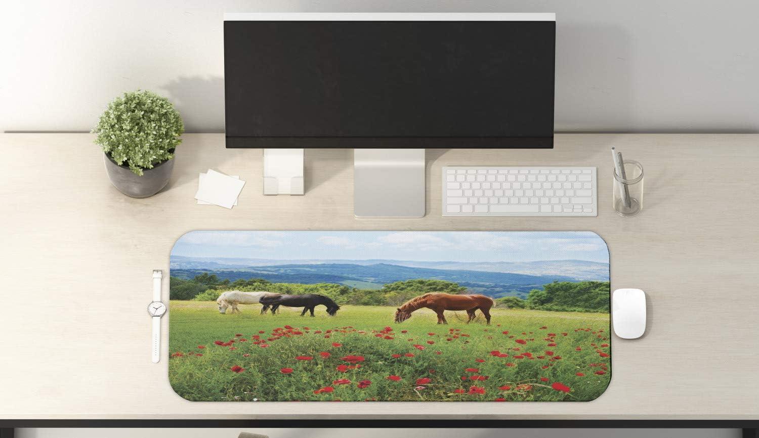 imageAmbesonne Island Computer Mouse Pad White Coral Sand Seven Mile Beach in Grand Cayman Island Art Print Rectangle NonSlip Rubber Mousepad Large 31quot x 12quot Gaming Size Sky Blue and Brown BlackGreen Brown Blue