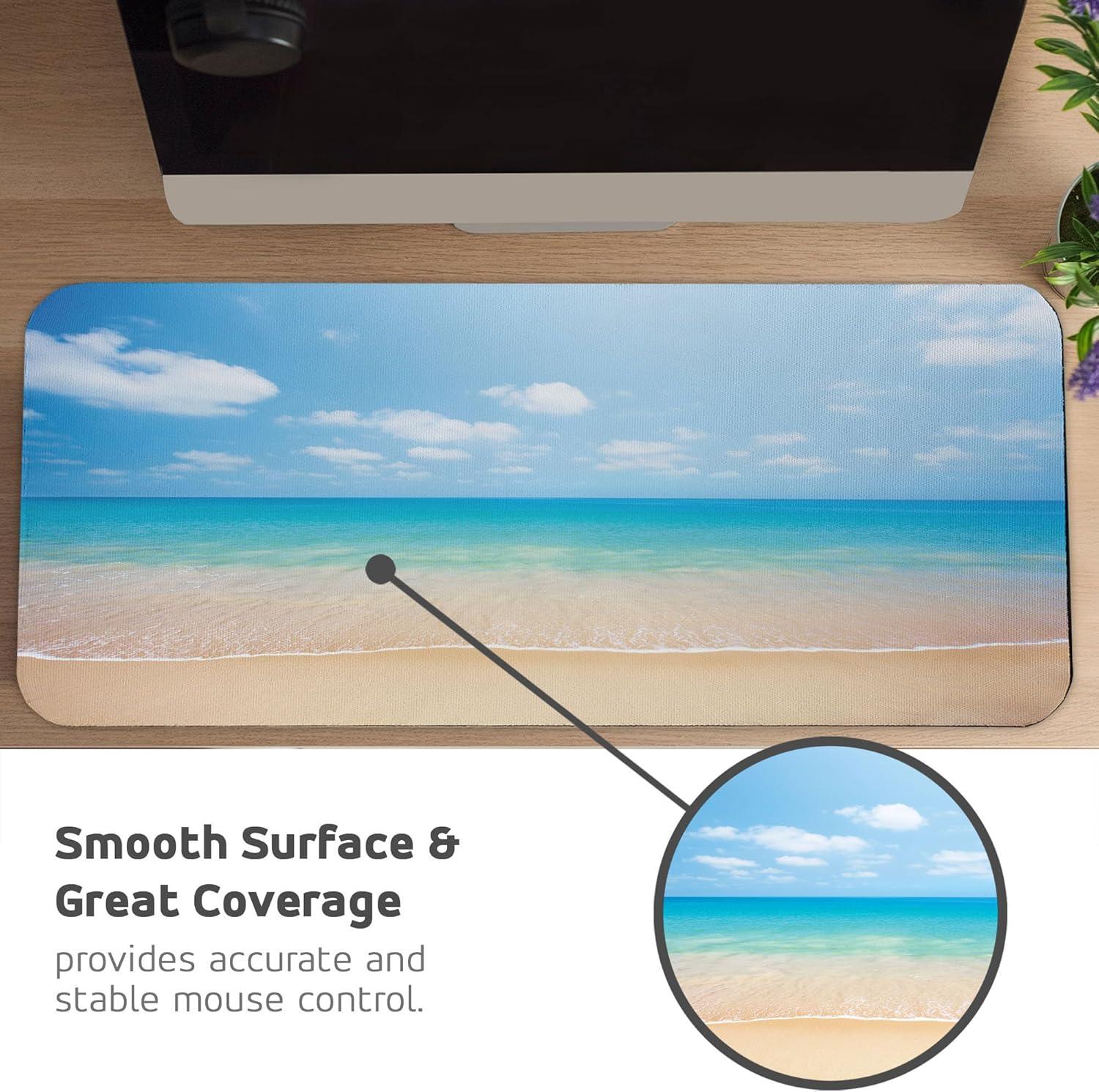 imageAmbesonne Island Computer Mouse Pad White Coral Sand Seven Mile Beach in Grand Cayman Island Art Print Rectangle NonSlip Rubber Mousepad Large 31quot x 12quot Gaming Size Sky Blue and Brown BlackCream Blue