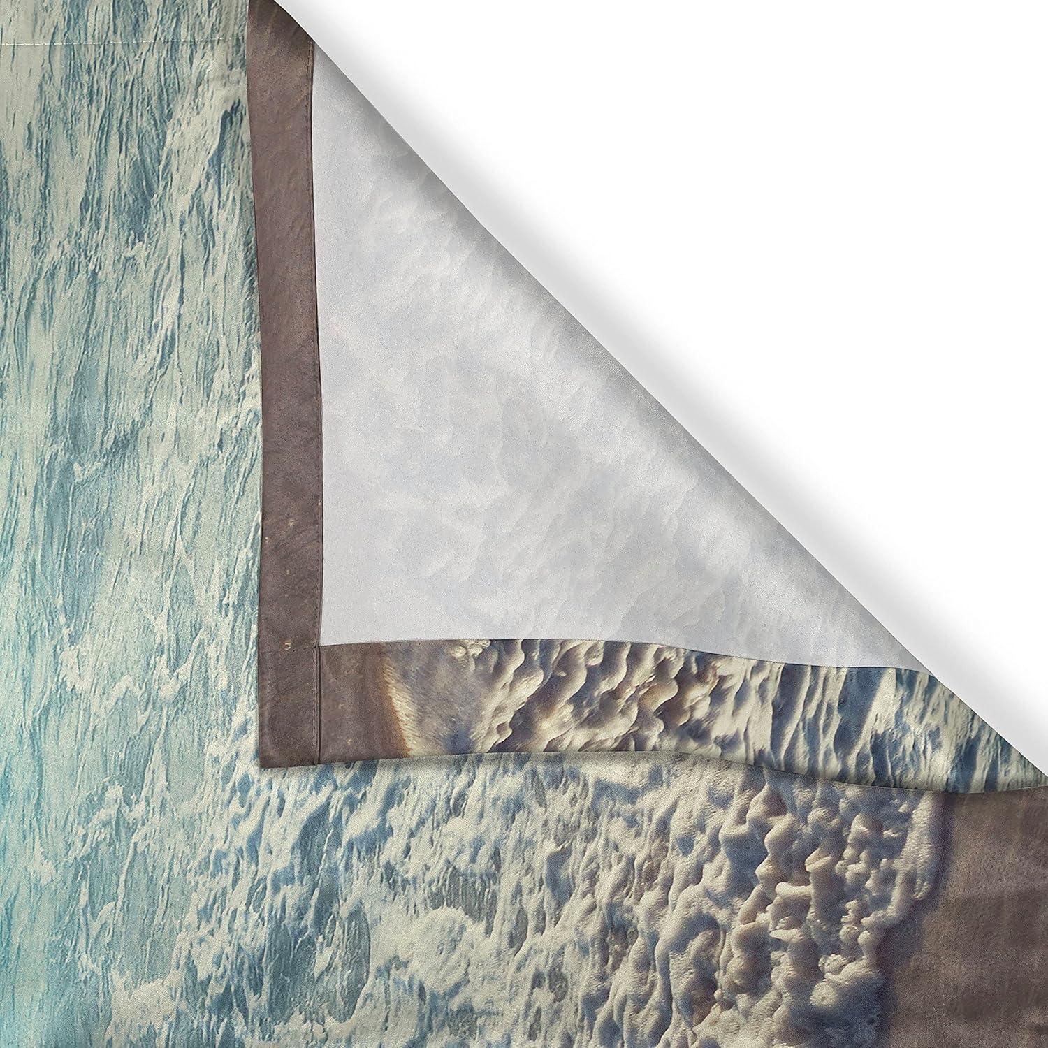 imageAmbesonne Kitchen Decor Collection Sunset View on The Beach Shore Waves Surf Modern Home Decor Rocks Boats Sea Scenery Window Treatments for Kitchen Curtains 2 Panels 55X39 Inches Blue OrangeTurquoise
