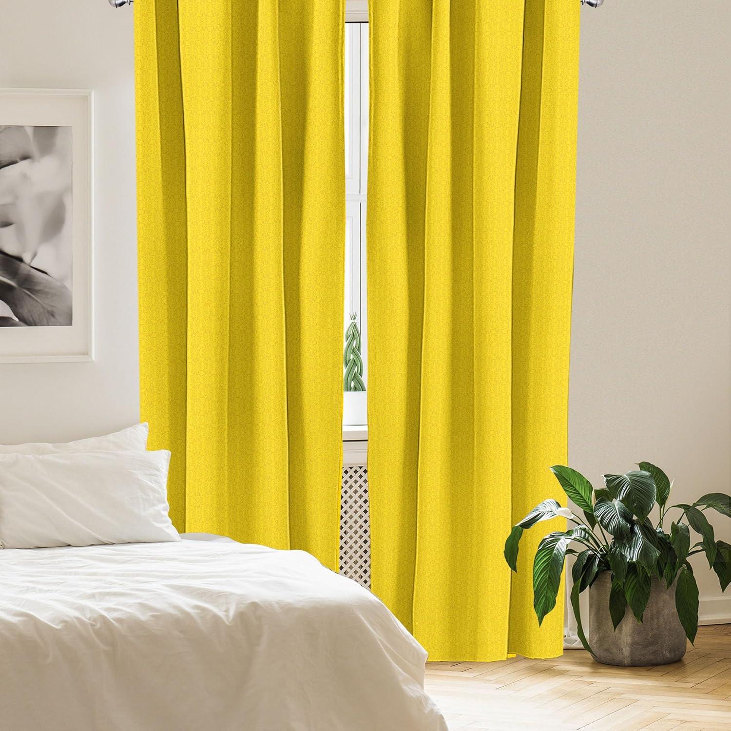 imageAmbesonne Leafy Art Curtains Modern Scandi Leaves and Minimalist Flowers with Stripes Pastel Tone Window Treatments 2 Panel Set for Living Room Bedroom Pair of 28quot x 63quot Pale Seafoam MulticolorMustard Yellow