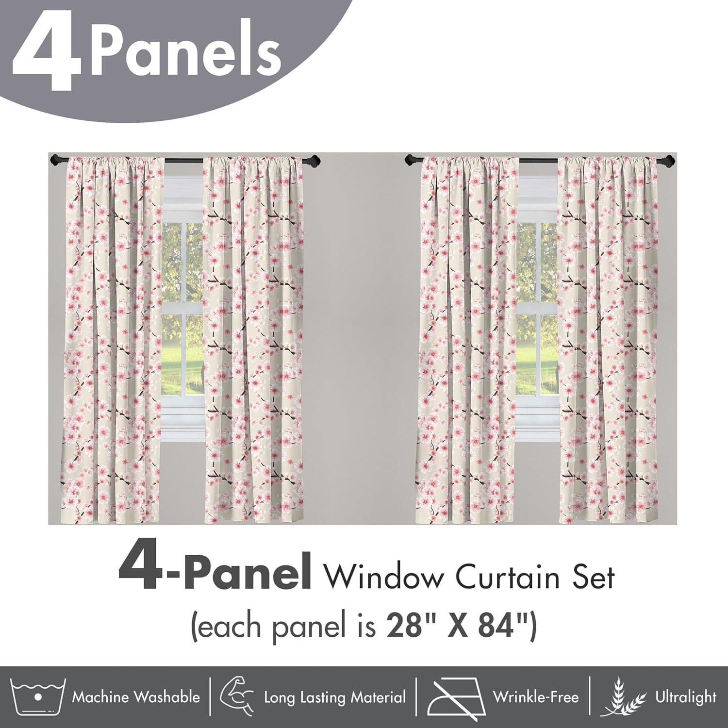 imageAmbesonne Leafy Art Curtains Modern Scandi Leaves and Minimalist Flowers with Stripes Pastel Tone Window Treatments 2 Panel Set for Living Room Bedroom Pair of 28quot x 63quot Pale Seafoam MulticolorBeige Rose