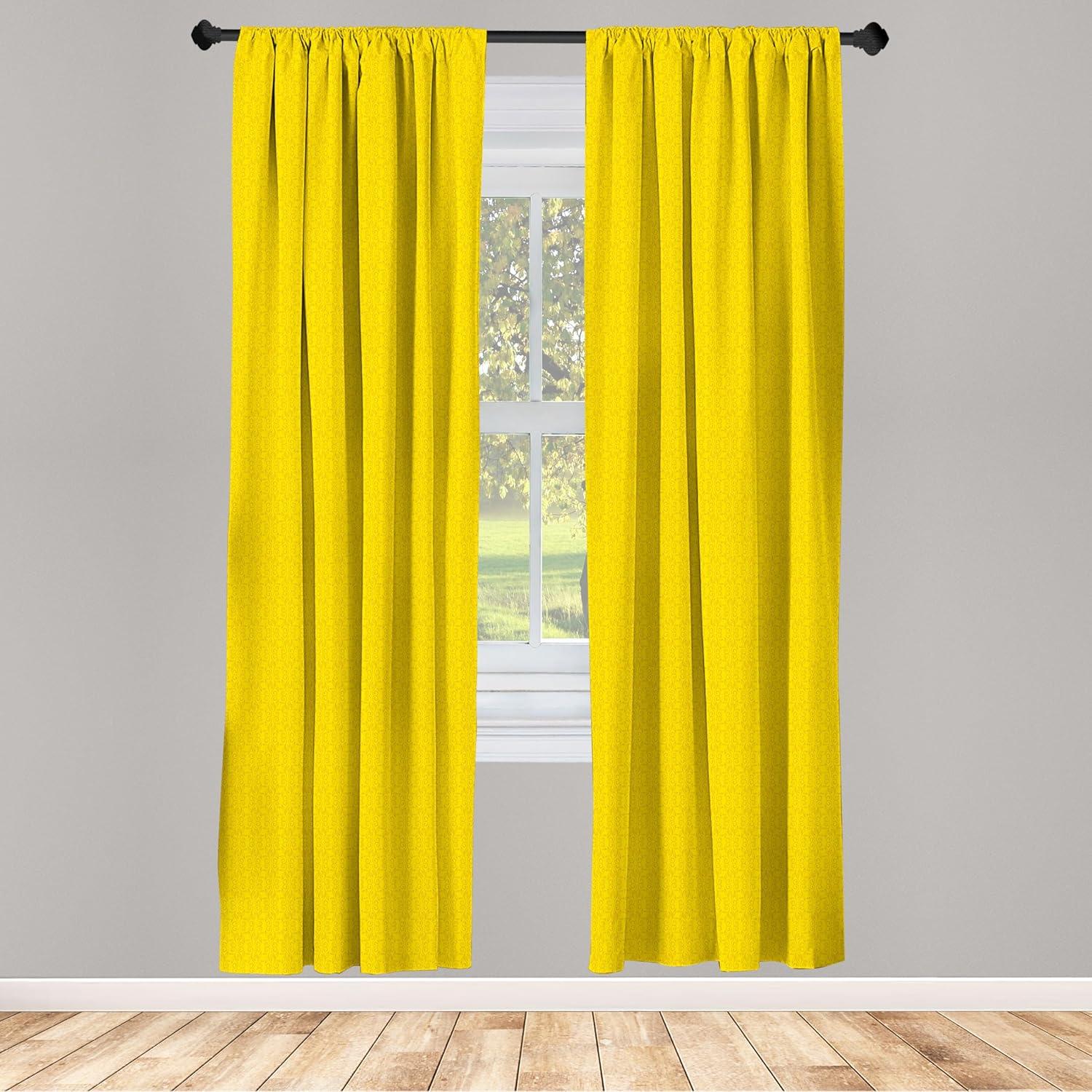 imageAmbesonne Leafy Art Curtains Modern Scandi Leaves and Minimalist Flowers with Stripes Pastel Tone Window Treatments 2 Panel Set for Living Room Bedroom Pair of 28quot x 63quot Pale Seafoam MulticolorMustard Yellow