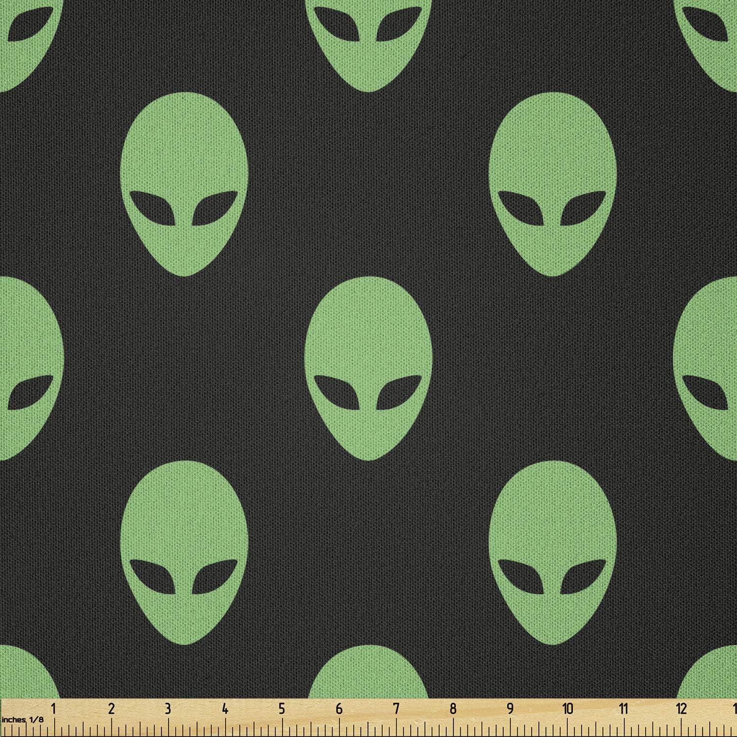 imageAmbesonne Mid Century Fabric by The Yard Abstract Christmas Holiday Tree Illustrations Inspired by The Fifties Decorative Fabric for Upholstery and Home Accents 3 Yards Black YellowFern Green