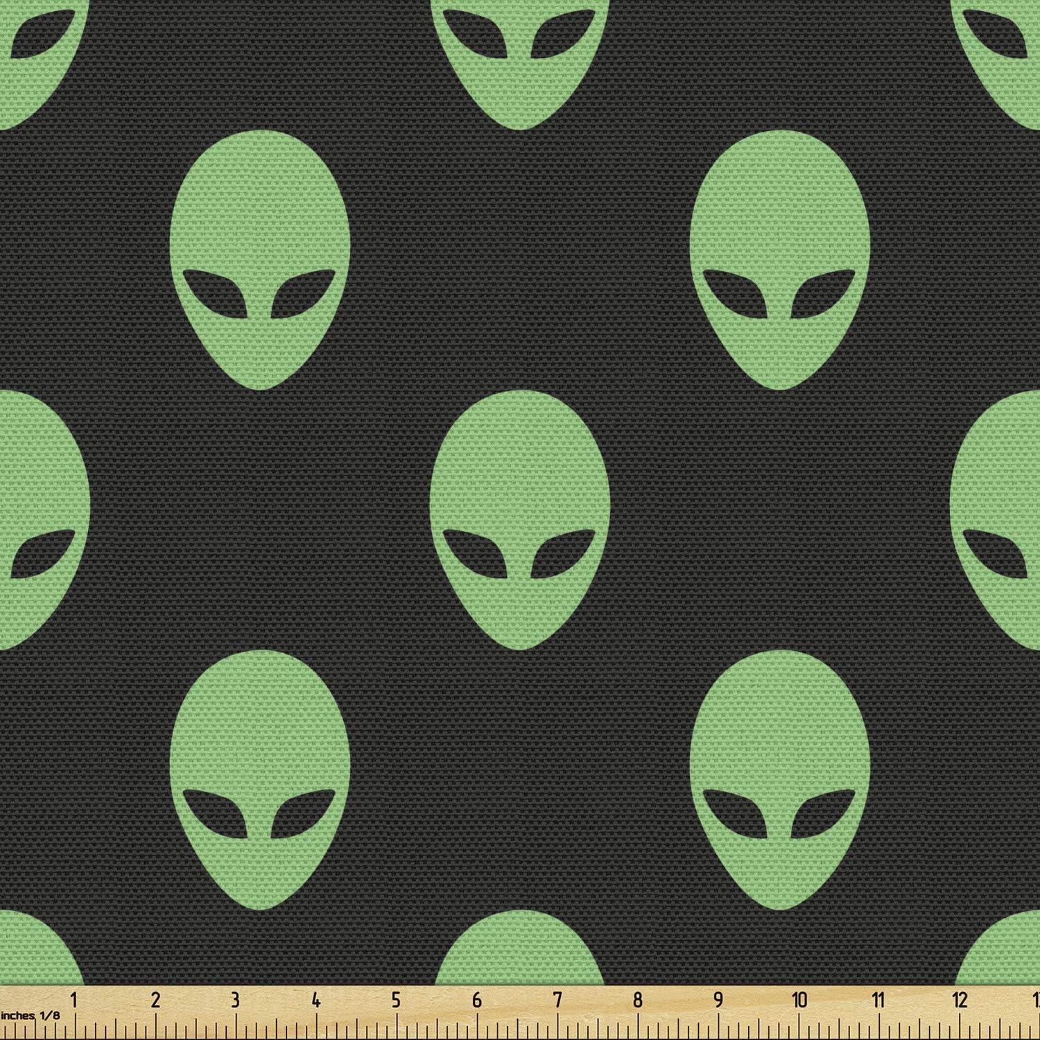 imageAmbesonne Mid Century Fabric by The Yard Abstract Christmas Holiday Tree Illustrations Inspired by The Fifties Decorative Fabric for Upholstery and Home Accents 3 Yards Black YellowFern Green