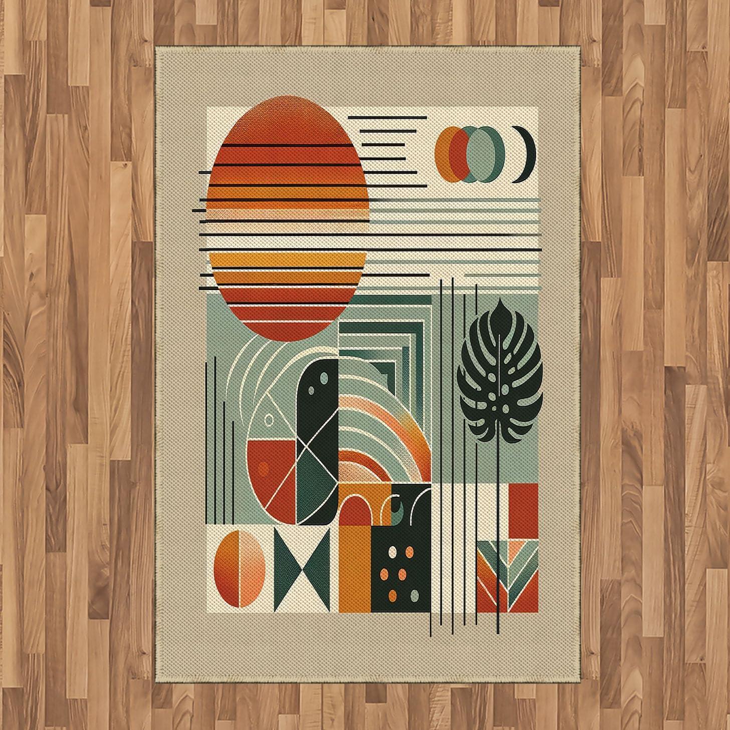 imageAmbesonne Monstera Area Rug Abstract Modern Minimalist Watercolor Floral Arrangement Neutral Tones Flat Woven Accent Rug for Living Room Bedroom Dining Room 4 X 5 7quot Pale Sage Green BlushCinnamon Pale Sage Green