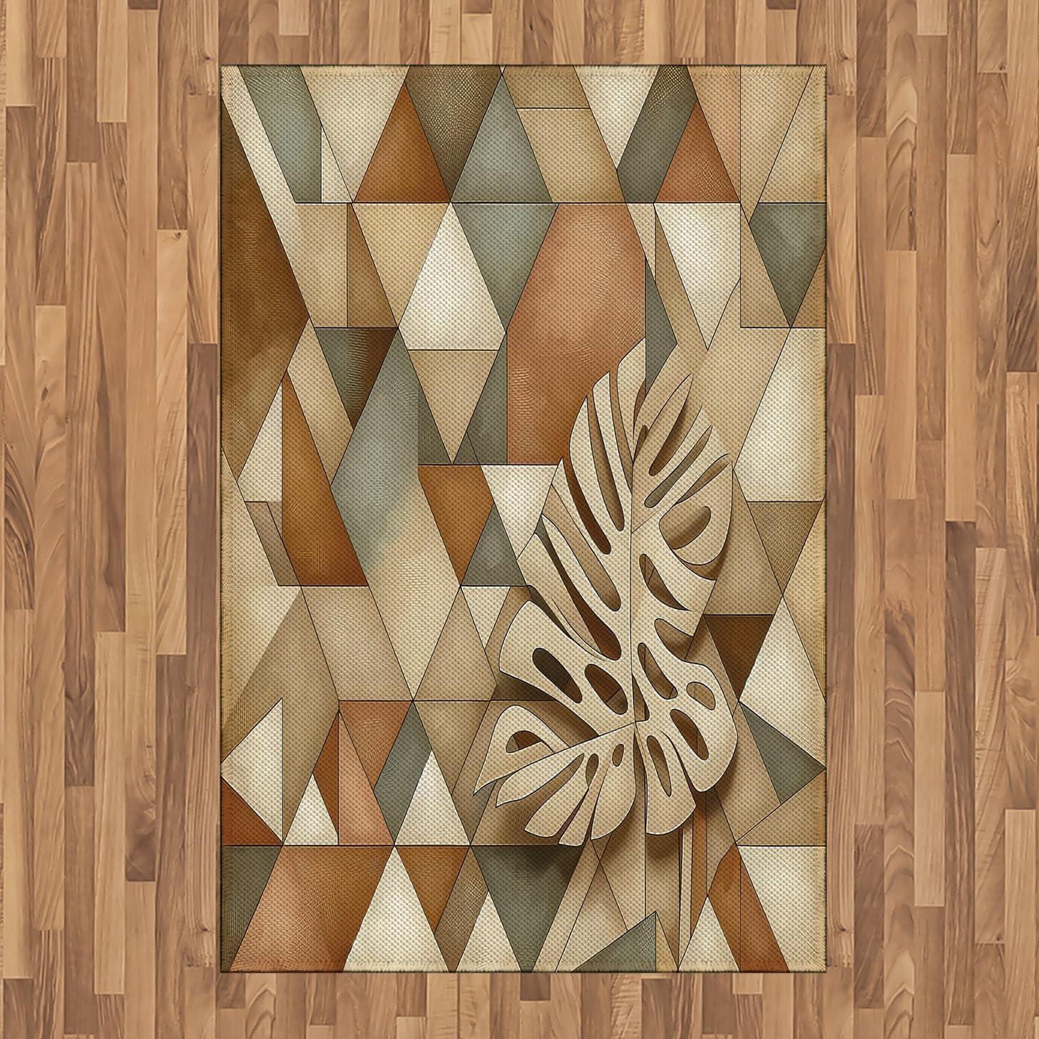 imageAmbesonne Monstera Area Rug Abstract Modern Minimalist Watercolor Floral Arrangement Neutral Tones Flat Woven Accent Rug for Living Room Bedroom Dining Room 4 X 5 7quot Pale Sage Green BlushCocoa Sepia and Reseda Green