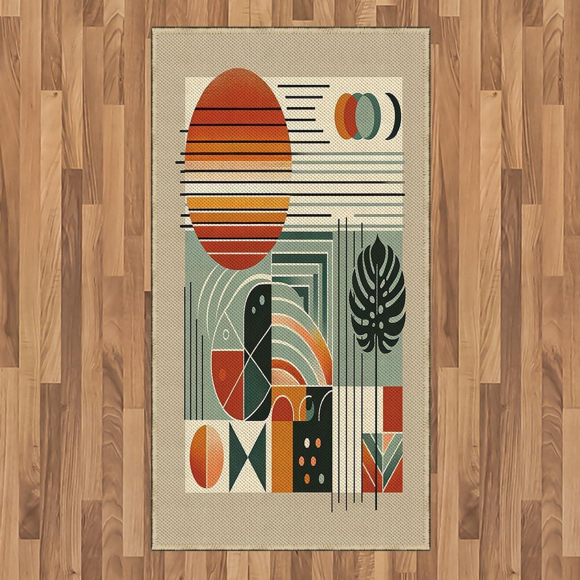 imageAmbesonne Monstera Area Rug Abstract Modern Minimalist Watercolor Floral Arrangement Neutral Tones Flat Woven Accent Rug for Living Room Bedroom Dining Room 4 X 5 7quot Pale Sage Green BlushCinnamon Pale Sage Green