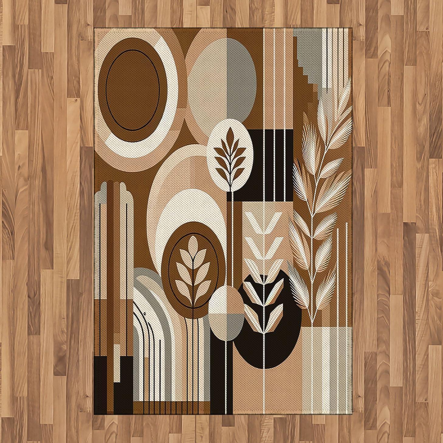imageAmbesonne Monstera Area Rug Abstract Modern Minimalist Watercolor Floral Arrangement Neutral Tones Flat Woven Accent Rug for Living Room Bedroom Dining Room 4 X 5 7quot Pale Sage Green BlushDark Cocoa Pale Brown