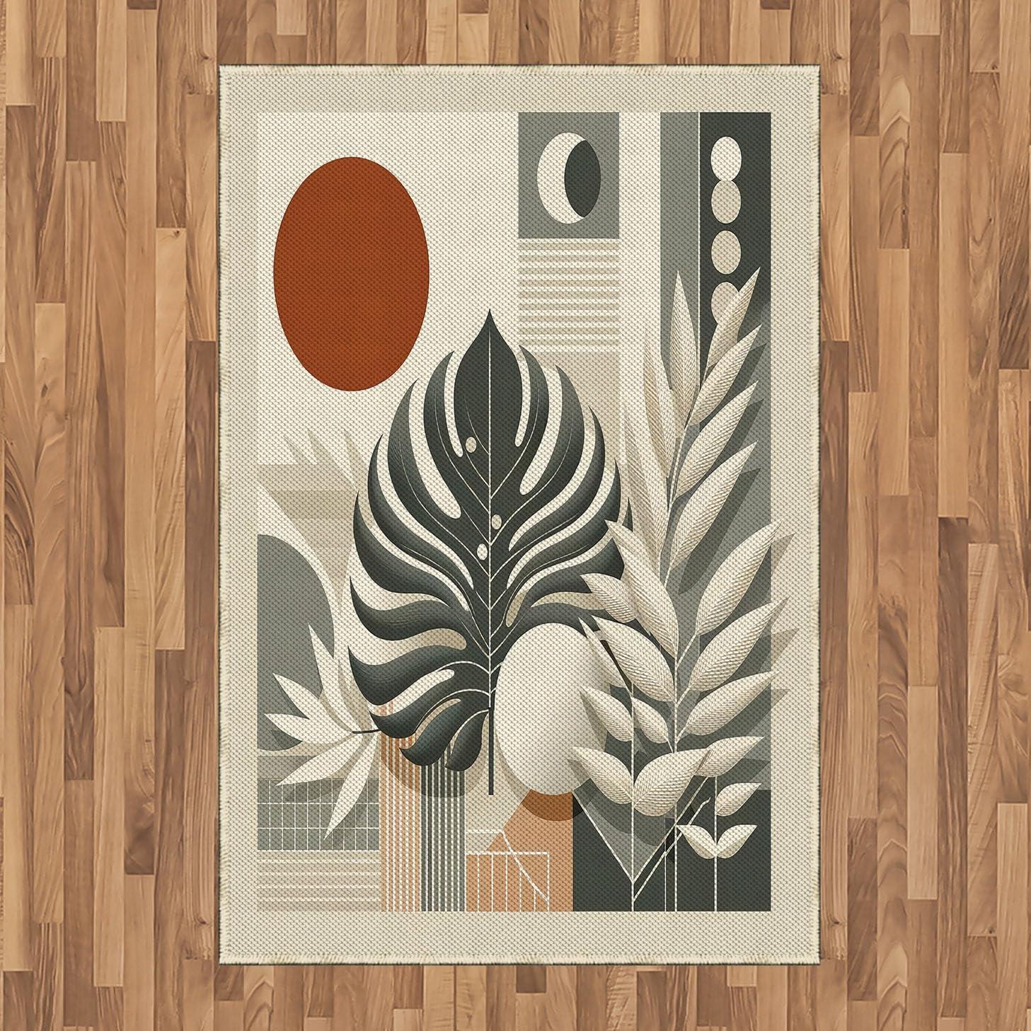 imageAmbesonne Monstera Area Rug Abstract Modern Minimalist Watercolor Floral Arrangement Neutral Tones Flat Woven Accent Rug for Living Room Bedroom Dining Room 4 X 5 7quot Pale Sage Green BlushCinnamon Pale Sage Green