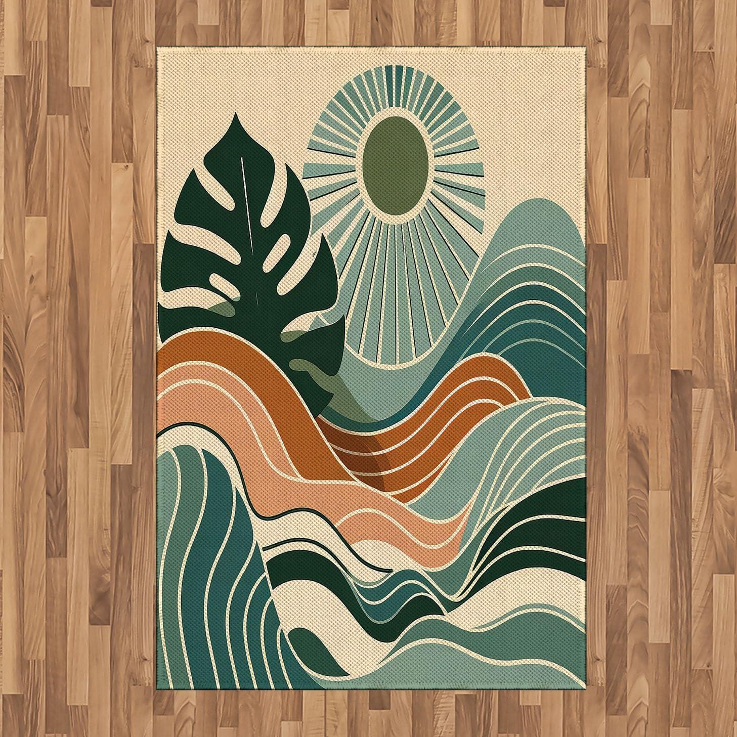 imageAmbesonne Monstera Area Rug Abstract Modern Minimalist Watercolor Floral Arrangement Neutral Tones Flat Woven Accent Rug for Living Room Bedroom Dining Room 4 X 5 7quot Pale Sage Green BlushEvergreen Pale Seafoam