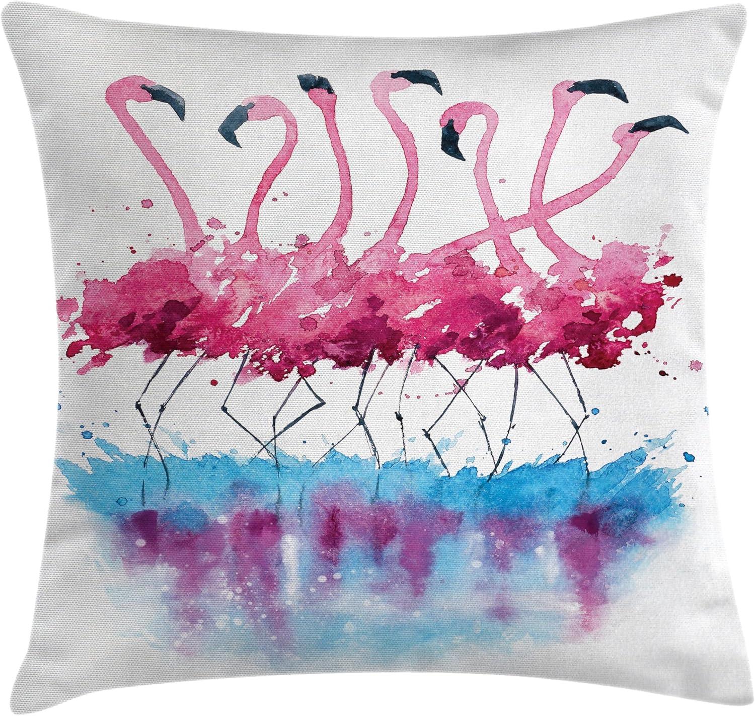 imageAmbesonne Moose Throw Pillow Cushion Cover Christmas Moose with Xmas Ornaments Balls Hanging from Horns Funny Noel Sketch Art Decorative Square Accent Pillow Case 20quot X 20quot White MulticolorPink Blue Purple