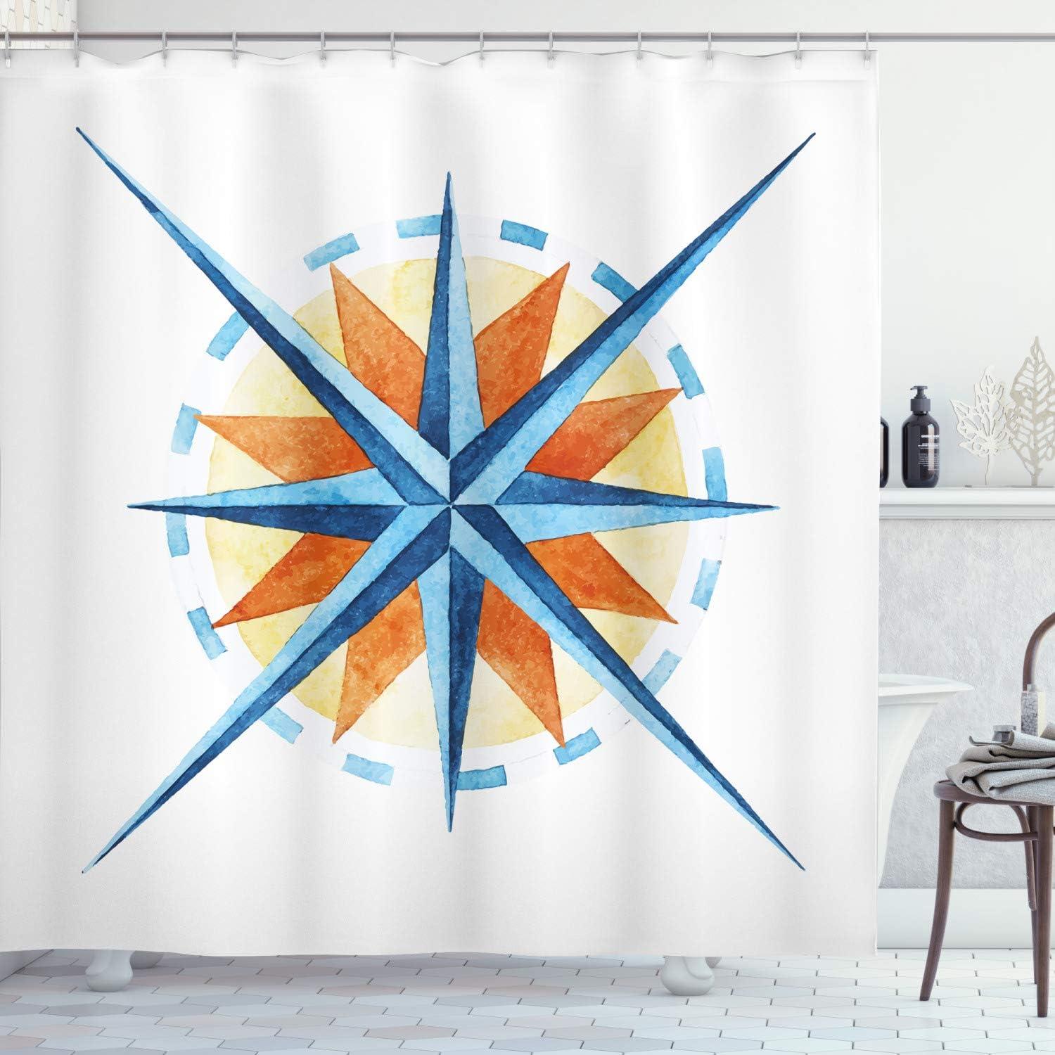 imageAmbesonne Nature Shower Curtain Winter Animals Colorful Group of Birds Sitting on Tree Forest Design with Reindeers Cloth Fabric Bathroom Decor Set with Hooks 69quot W x 70quot L White and GreyBurnt Sienna Blue