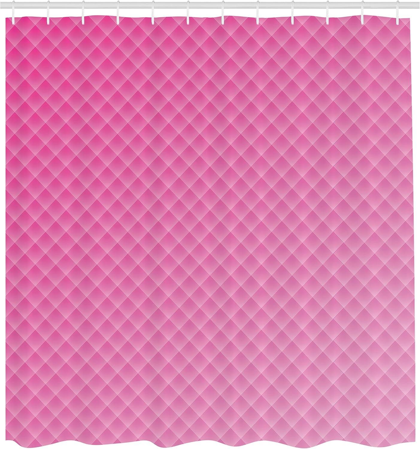 imageAmbesonne Pink Shower Curtain Grunge Design Neutral Colors Boho Diamont Look Rhombus Pattern Abstract Art Cloth Fabric Bathroom Decor Set with Hooks 69quot W x 70quot L Soft Pink Blush WhitePastel Pink Blush