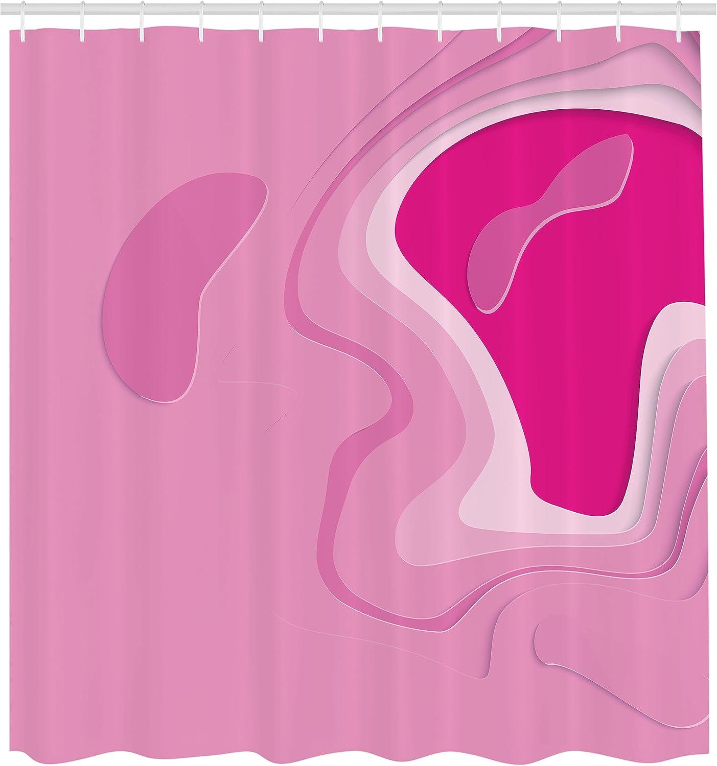 imageAmbesonne Pink Shower Curtain Grunge Design Neutral Colors Boho Diamont Look Rhombus Pattern Abstract Art Cloth Fabric Bathroom Decor Set with Hooks 69quot W x 70quot L Soft Pink Blush WhiteSoft Pink Magenta