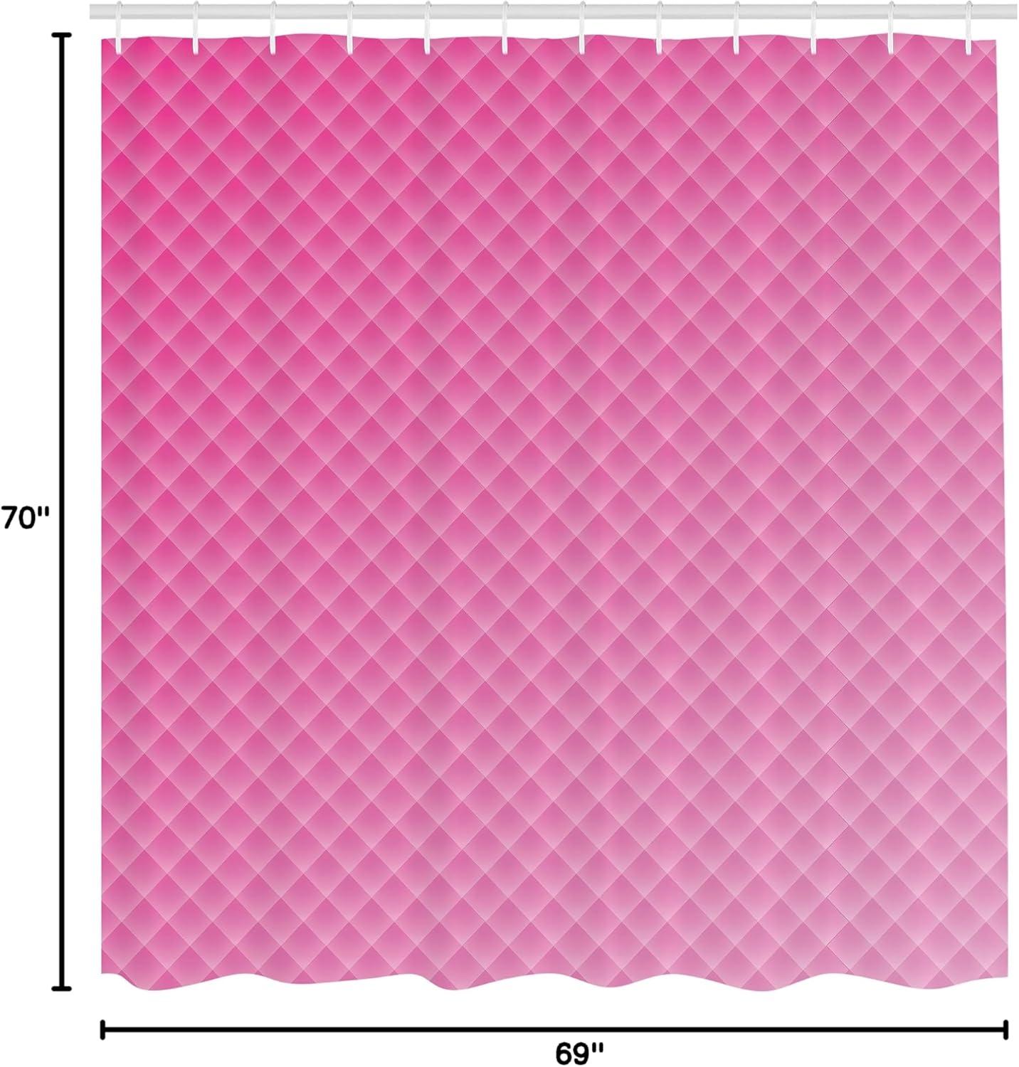 imageAmbesonne Pink Shower Curtain Grunge Design Neutral Colors Boho Diamont Look Rhombus Pattern Abstract Art Cloth Fabric Bathroom Decor Set with Hooks 69quot W x 70quot L Soft Pink Blush WhitePastel Pink Blush