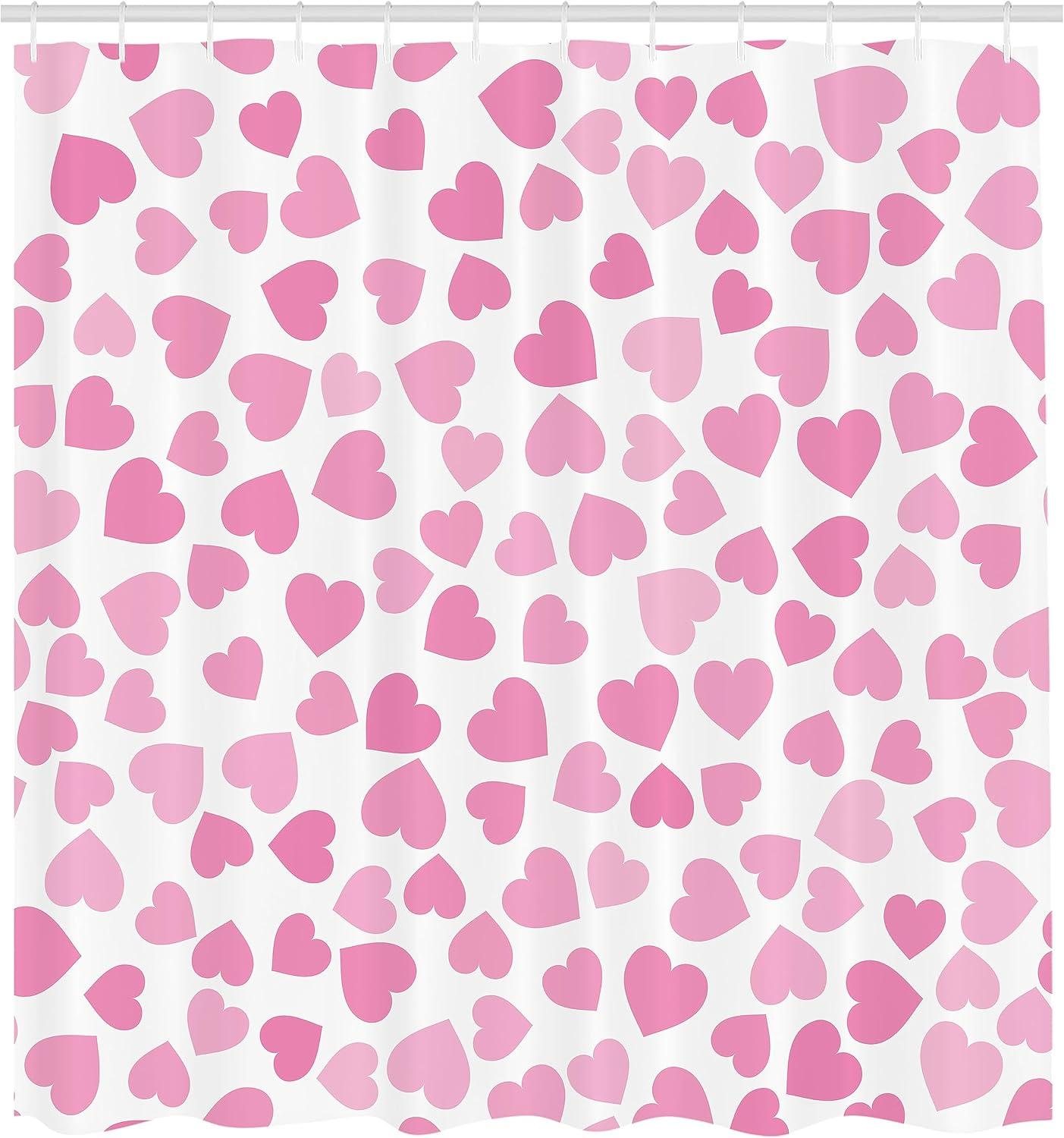 imageAmbesonne Pink Shower Curtain Grunge Design Neutral Colors Boho Diamont Look Rhombus Pattern Abstract Art Cloth Fabric Bathroom Decor Set with Hooks 69quot W x 70quot L Soft Pink Blush WhitePastel Pink Blush White