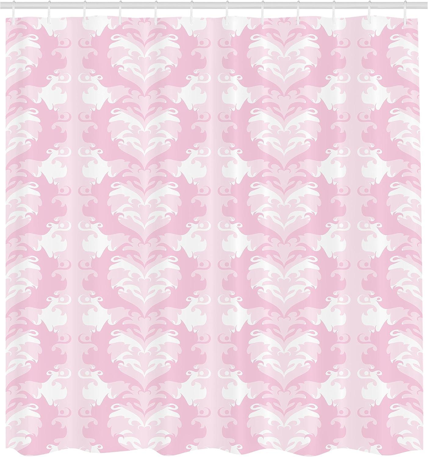 imageAmbesonne Pink Shower Curtain Grunge Design Neutral Colors Boho Diamont Look Rhombus Pattern Abstract Art Cloth Fabric Bathroom Decor Set with Hooks 69quot W x 70quot L Soft Pink Blush WhiteSoft Pink Pale Mauve