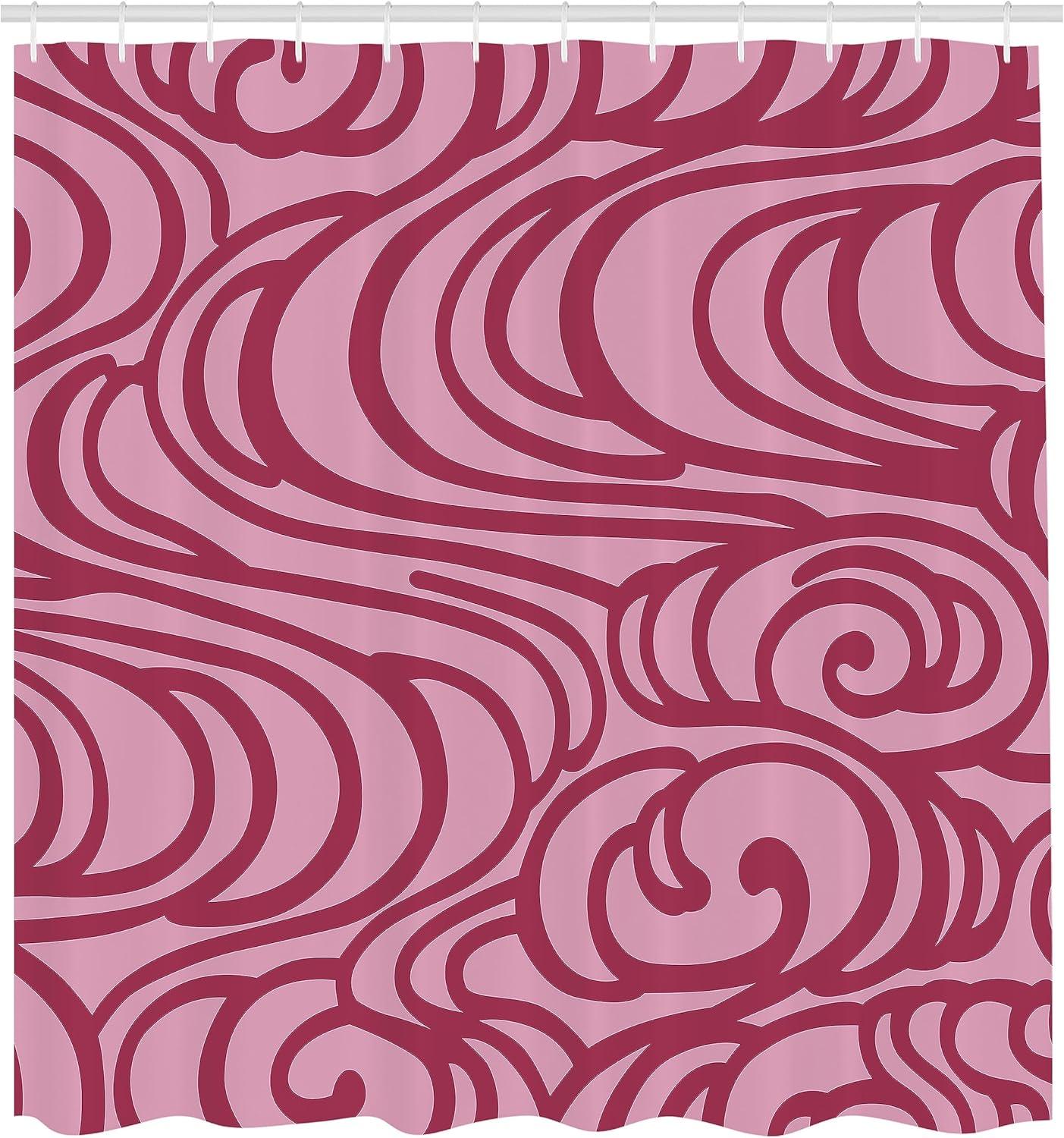imageAmbesonne Pink Shower Curtain Zigzag Look Pattern of Continuous Diamond Motifs Abstract Bohemian Print Cloth Fabric Bathroom Decor Set with Hooks 69quot W x 70quot L Pale Fuchsia Soft PinkPale Rose Dried Rose