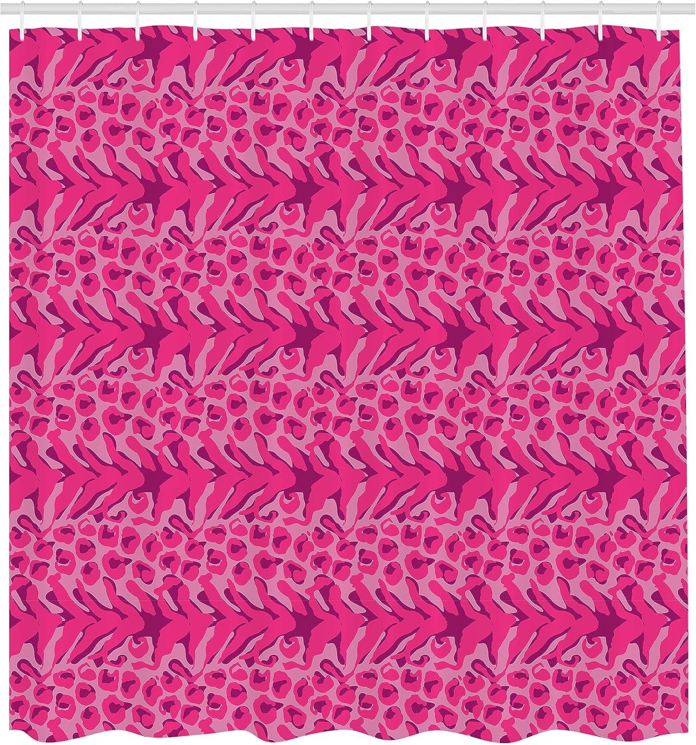 imageAmbesonne Pink Shower Curtain Zigzag Look Pattern of Continuous Diamond Motifs Abstract Bohemian Print Cloth Fabric Bathroom Decor Set with Hooks 69quot W x 70quot L Pale Fuchsia Soft PinkHot Pink Magenta Blush