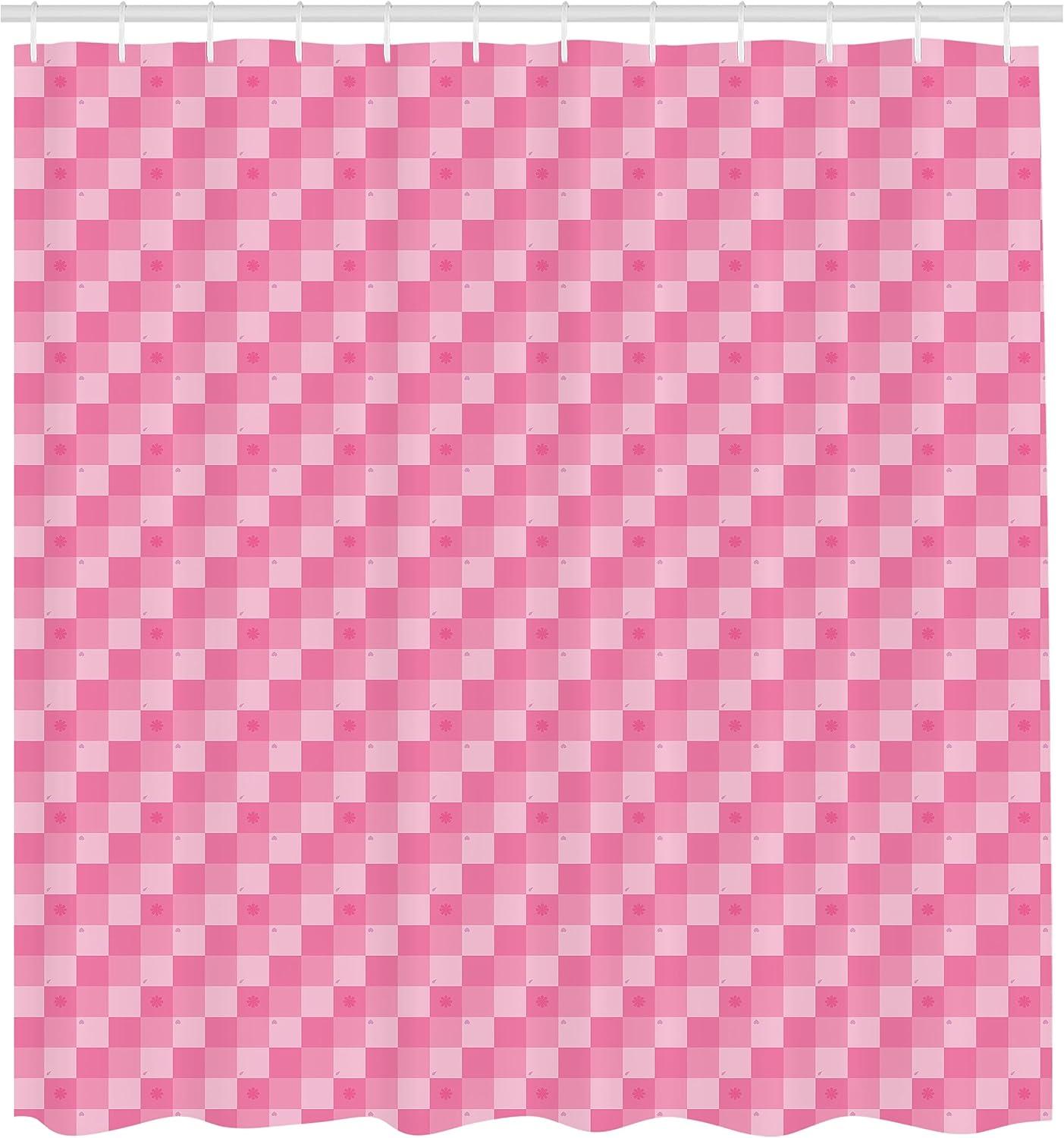 imageAmbesonne Pink Shower Curtain Zigzag Look Pattern of Continuous Diamond Motifs Abstract Bohemian Print Cloth Fabric Bathroom Decor Set with Hooks 69quot W x 70quot L Pale Fuchsia Soft PinkPastel Pink Blush Coral