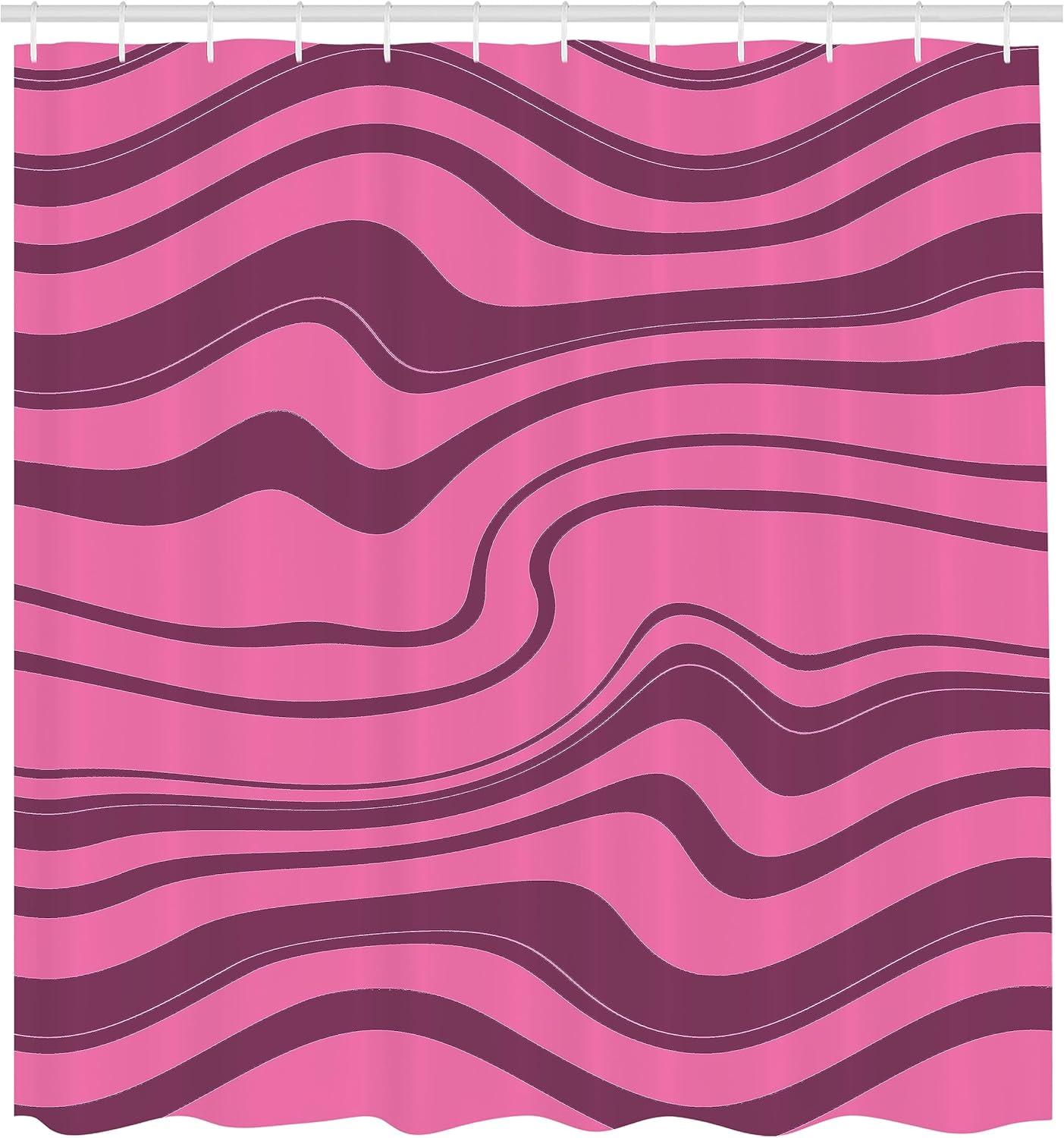 imageAmbesonne Pink Shower Curtain Zigzag Look Pattern of Continuous Diamond Motifs Abstract Bohemian Print Cloth Fabric Bathroom Decor Set with Hooks 69quot W x 70quot L Pale Fuchsia Soft PinkPastel Pink Dried Rose