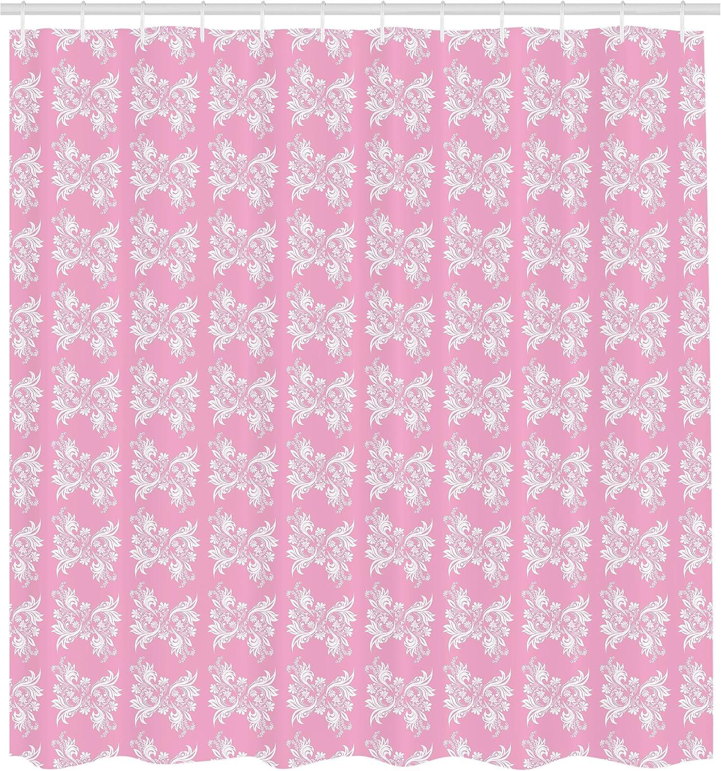 imageAmbesonne Pink Shower Curtain Zigzag Look Pattern of Continuous Diamond Motifs Abstract Bohemian Print Cloth Fabric Bathroom Decor Set with Hooks 69quot W x 70quot L Pale Fuchsia Soft PinkSoft Pink Pale Mauve