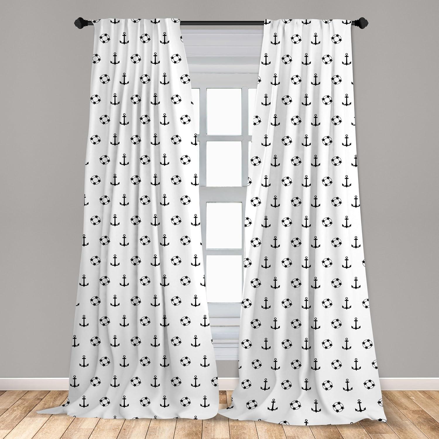 imageAmbesonne Sea Shells Curtains Vintage Inspired Monochrome Seashell Pattern Ocean Elements Wildlife Hand Drawn Window Treatments 2 Panel Set for Living Room Bedroom Pair of 28quot x 95quot Brown TanBlack White