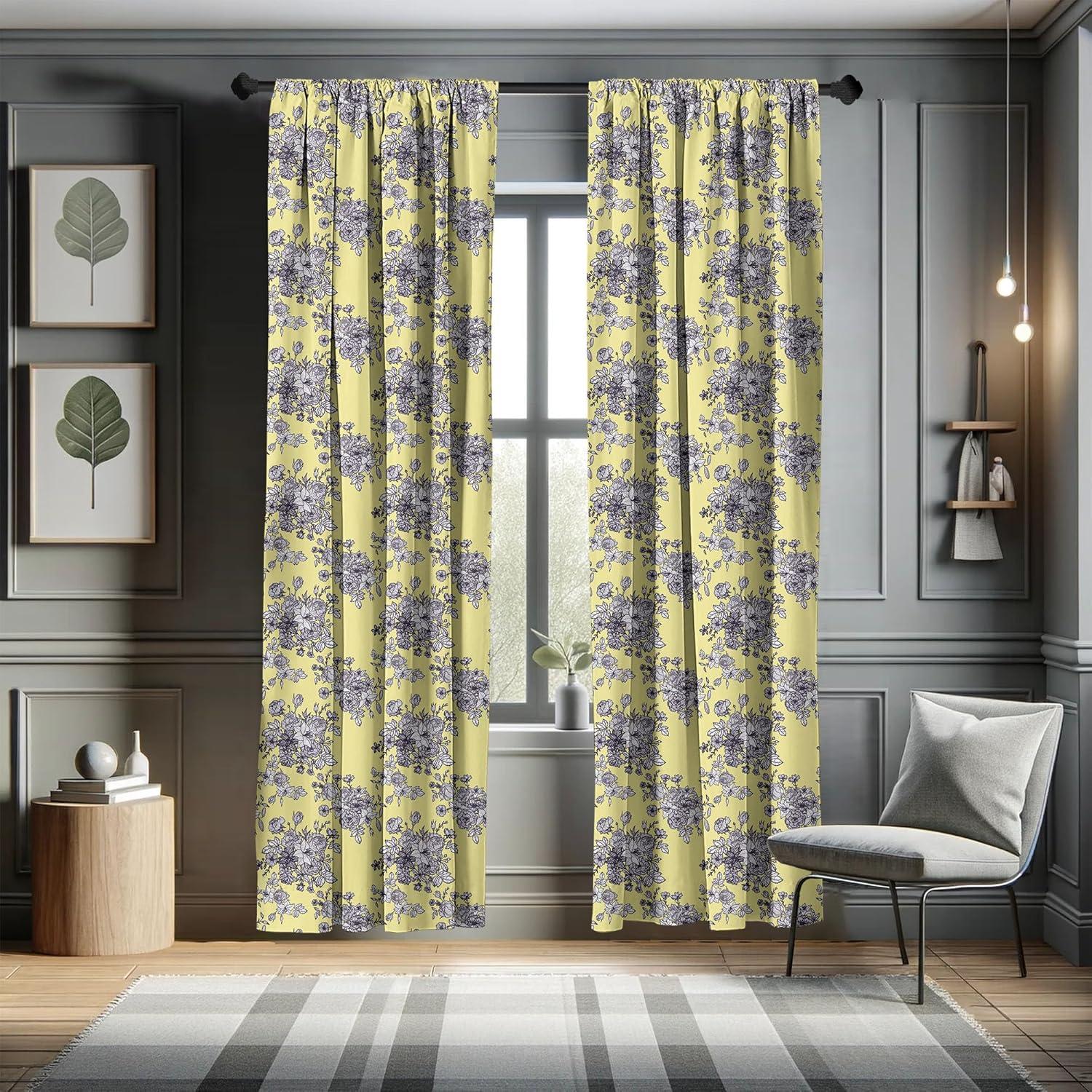 imageAmbesonne Sea Shells Curtains Vintage Inspired Monochrome Seashell Pattern Ocean Elements Wildlife Hand Drawn Window Treatments 2 Panel Set for Living Room Bedroom Pair of 28quot x 95quot Brown TanPale Yellow and Dark Purple