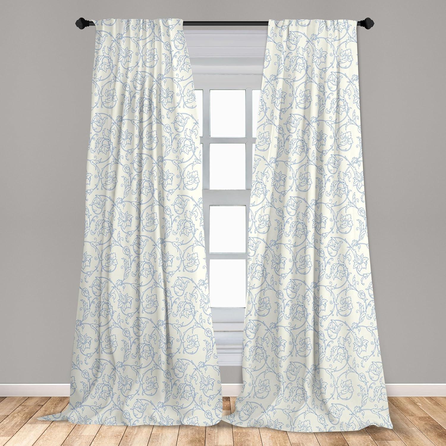 imageAmbesonne Sea Shells Curtains Vintage Inspired Monochrome Seashell Pattern Ocean Elements Wildlife Hand Drawn Window Treatments 2 Panel Set for Living Room Bedroom Pair of 28quot x 95quot Brown TanBlue White