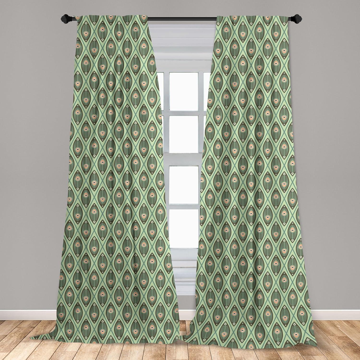 imageAmbesonne Sea Shells Curtains Vintage Inspired Monochrome Seashell Pattern Ocean Elements Wildlife Hand Drawn Window Treatments 2 Panel Set for Living Room Bedroom Pair of 28quot x 95quot Brown TanPistachio Green
