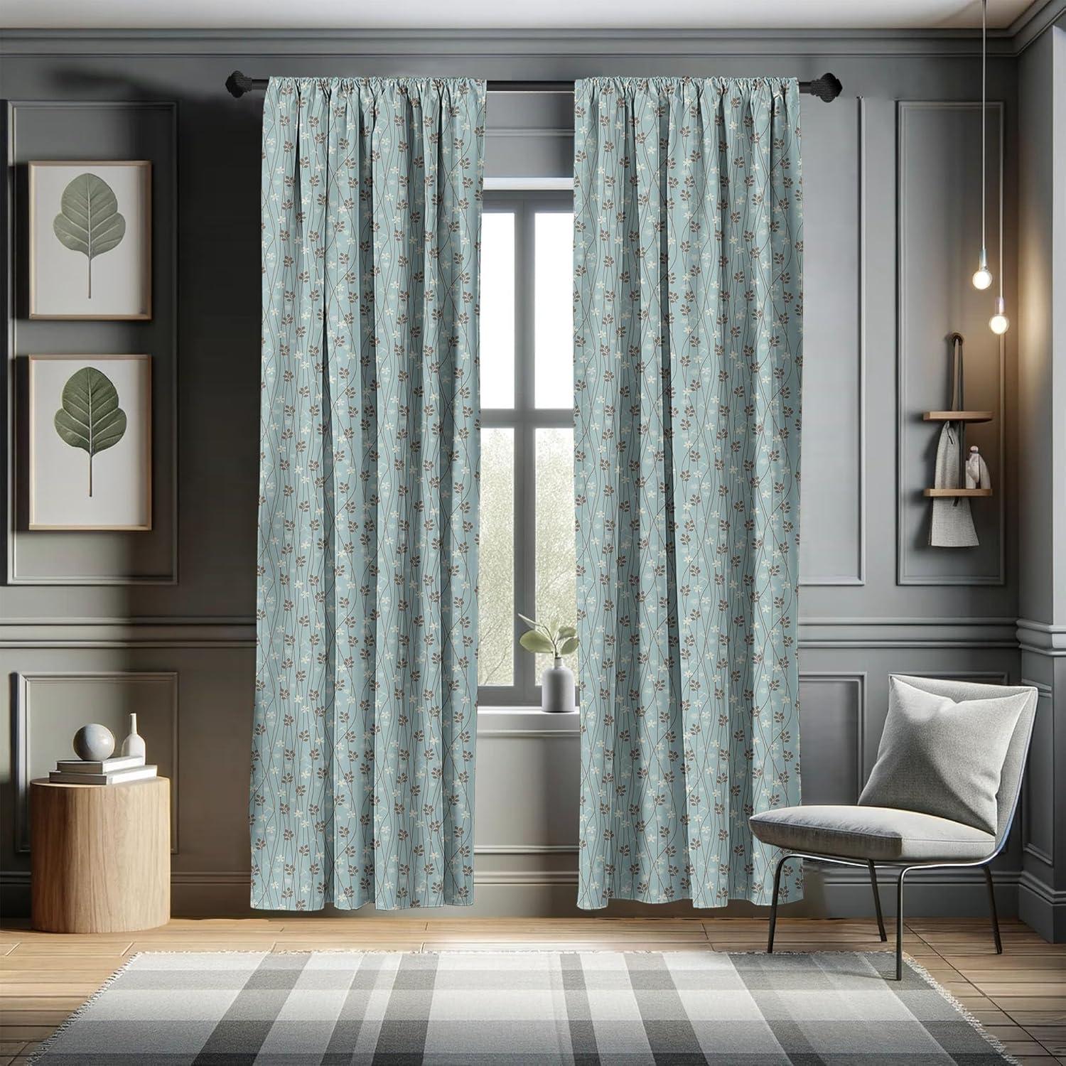imageAmbesonne Sea Shells Curtains Vintage Inspired Monochrome Seashell Pattern Ocean Elements Wildlife Hand Drawn Window Treatments 2 Panel Set for Living Room Bedroom Pair of 28quot x 95quot Brown TanBlue Umber