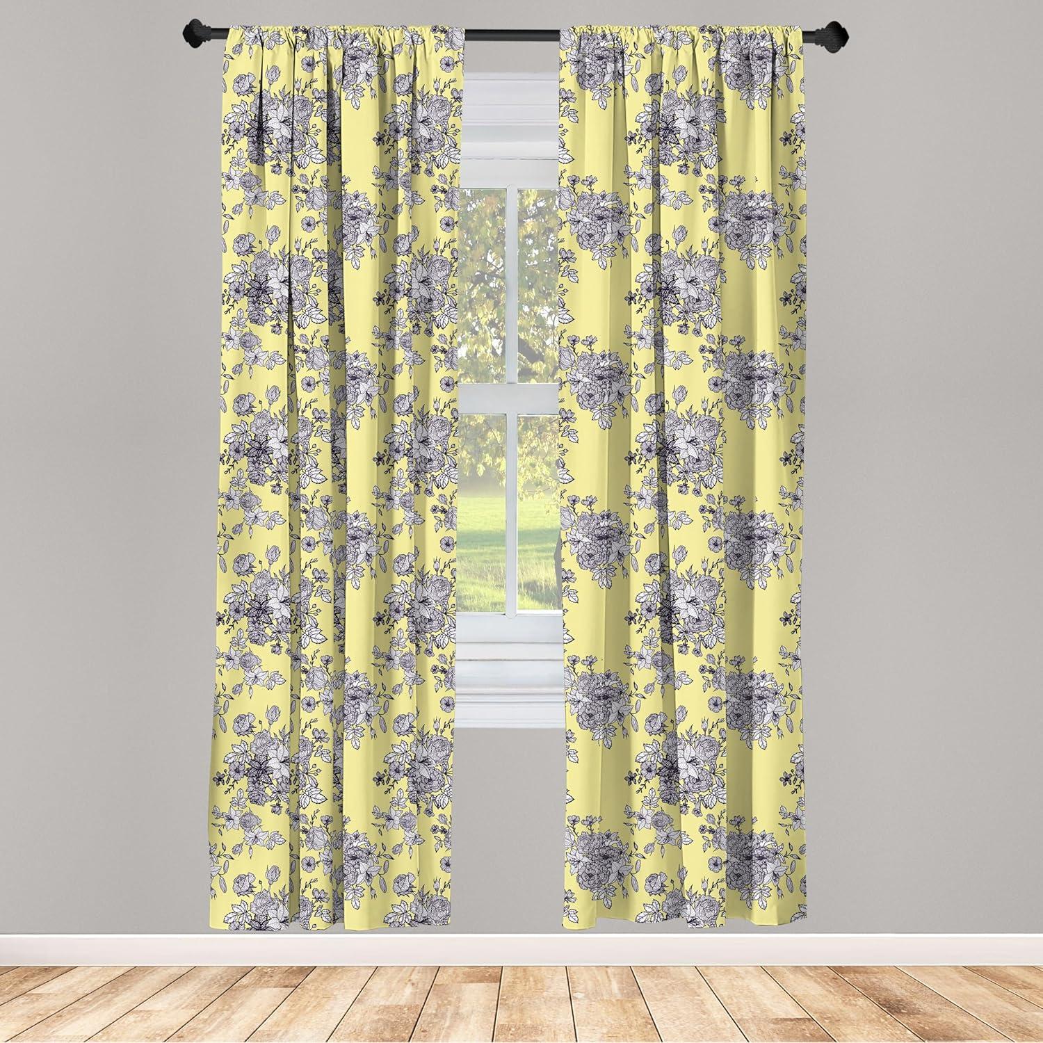 imageAmbesonne Sea Shells Curtains Vintage Inspired Monochrome Seashell Pattern Ocean Elements Wildlife Hand Drawn Window Treatments 2 Panel Set for Living Room Bedroom Pair of 28quot x 95quot Brown TanPale Yellow and Dark Purple