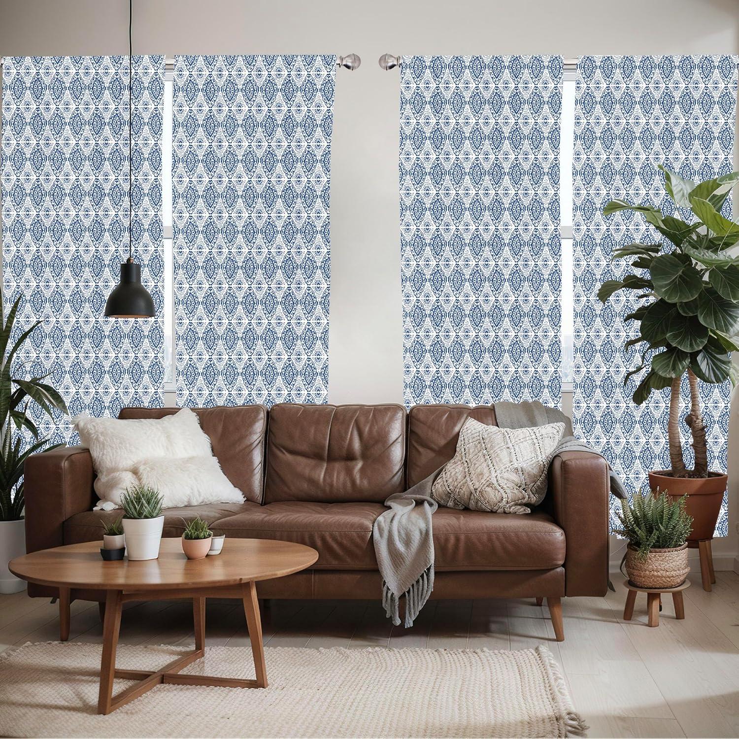 imageAmbesonne Sea Shells Curtains Vintage Inspired Monochrome Seashell Pattern Ocean Elements Wildlife Hand Drawn Window Treatments 2 Panel Set for Living Room Bedroom Pair of 28quot x 95quot Brown TanNavy Blue