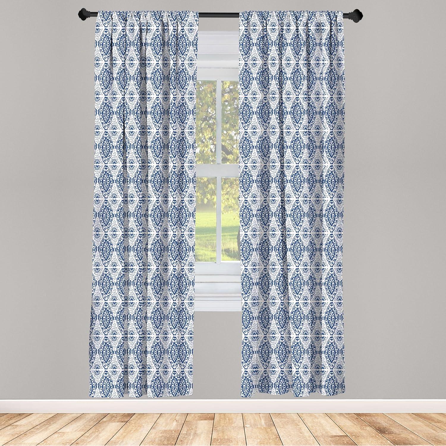 imageAmbesonne Sea Shells Curtains Vintage Inspired Monochrome Seashell Pattern Ocean Elements Wildlife Hand Drawn Window Treatments 2 Panel Set for Living Room Bedroom Pair of 28quot x 95quot Brown TanNavy Blue