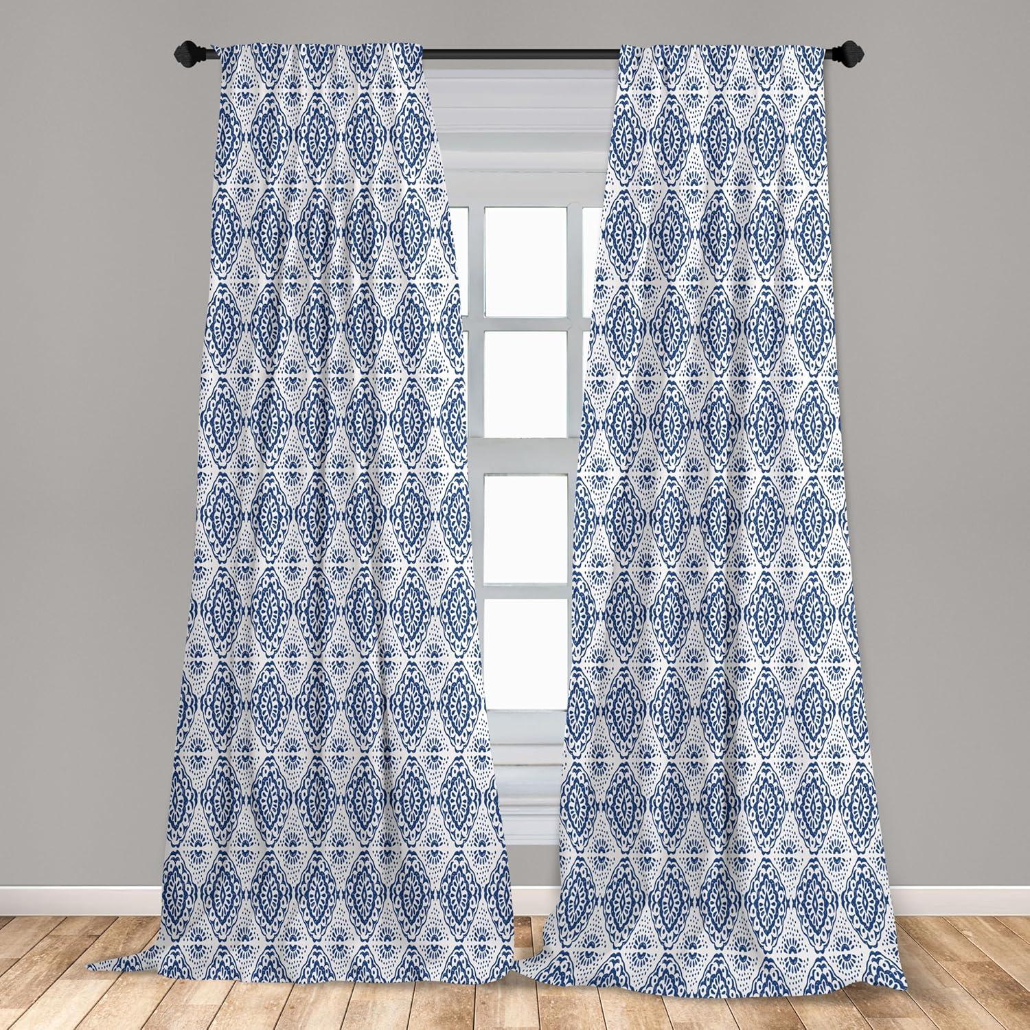 imageAmbesonne Sea Shells Curtains Vintage Inspired Monochrome Seashell Pattern Ocean Elements Wildlife Hand Drawn Window Treatments 2 Panel Set for Living Room Bedroom Pair of 28quot x 95quot Brown TanNavy Blue