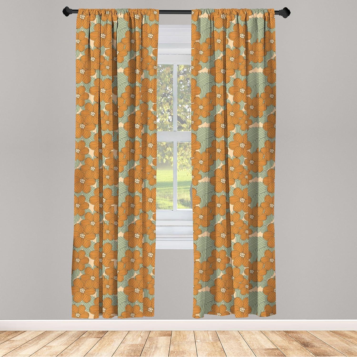imageAmbesonne Sea Shells Curtains Vintage Inspired Monochrome Seashell Pattern Ocean Elements Wildlife Hand Drawn Window Treatments 2 Panel Set for Living Room Bedroom Pair of 28quot x 95quot Brown TanGreen Amber