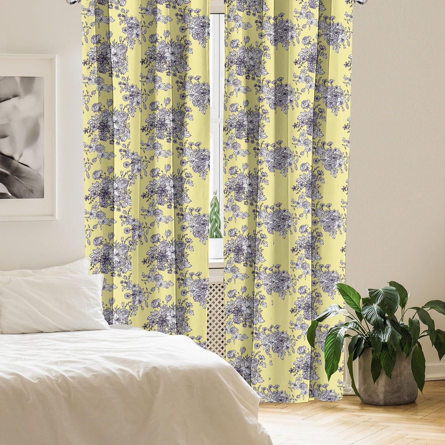 imageAmbesonne Sea Shells Curtains Vintage Inspired Monochrome Seashell Pattern Ocean Elements Wildlife Hand Drawn Window Treatments 2 Panel Set for Living Room Bedroom Pair of 28quot x 95quot Brown TanPale Yellow and Dark Purple