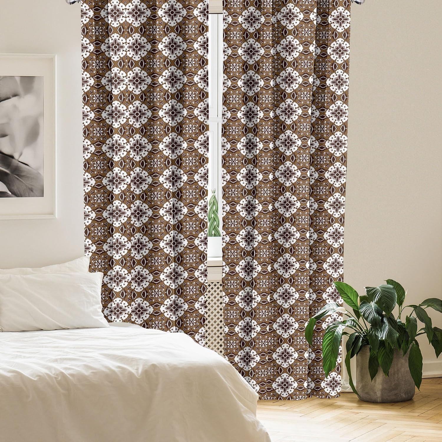 imageAmbesonne Sea Shells Curtains Vintage Inspired Monochrome Seashell Pattern Ocean Elements Wildlife Hand Drawn Window Treatments 2 Panel Set for Living Room Bedroom Pair of 28quot x 95quot Brown TanBrown White