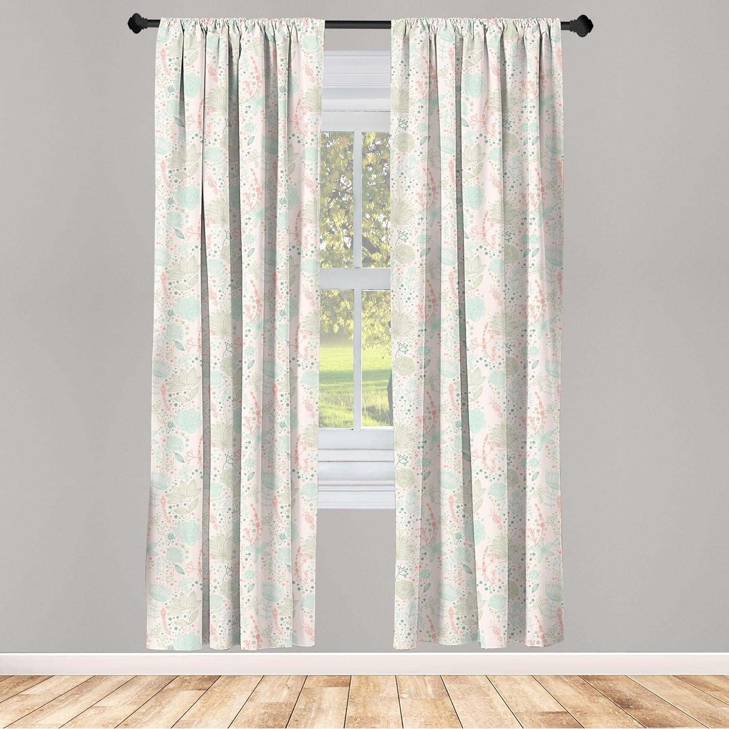imageAmbesonne Sea Shells Curtains Vintage Inspired Monochrome Seashell Pattern Ocean Elements Wildlife Hand Drawn Window Treatments 2 Panel Set for Living Room Bedroom Pair of 28quot x 95quot Brown TanMint Green