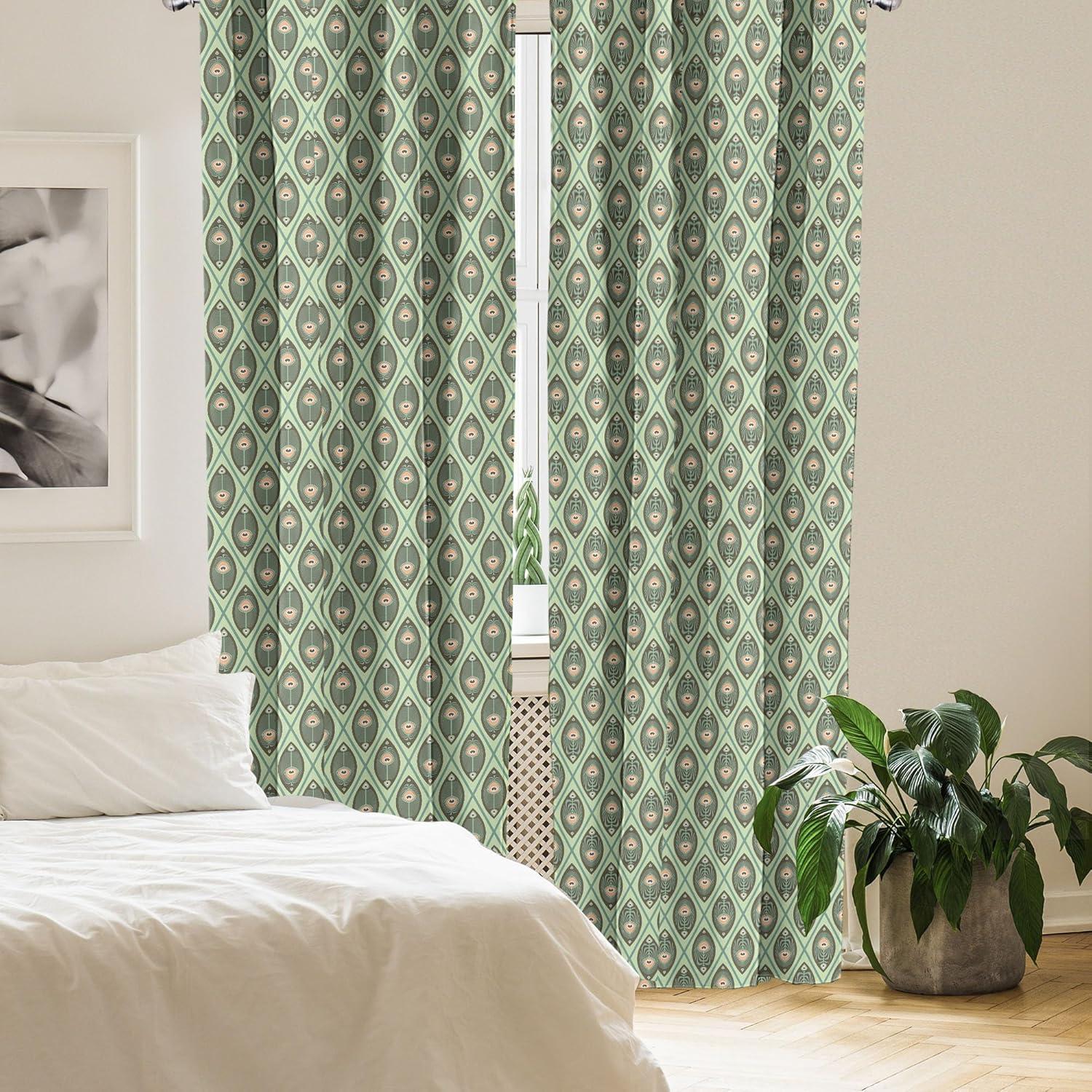 imageAmbesonne Sea Shells Curtains Vintage Inspired Monochrome Seashell Pattern Ocean Elements Wildlife Hand Drawn Window Treatments 2 Panel Set for Living Room Bedroom Pair of 28quot x 95quot Brown TanPistachio Green